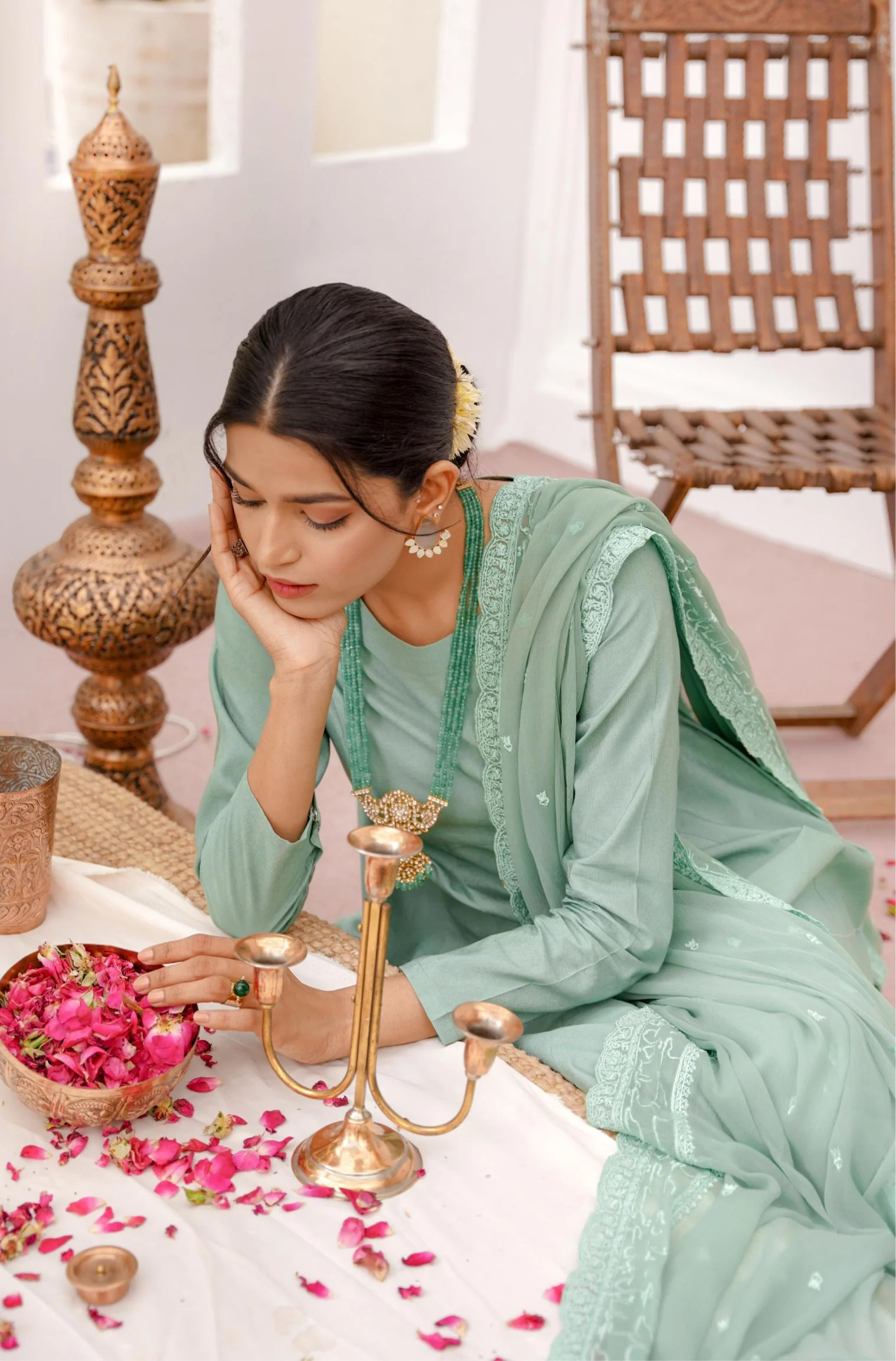 Jahaan Embroidered Dupatta - Sage Green - Image 5