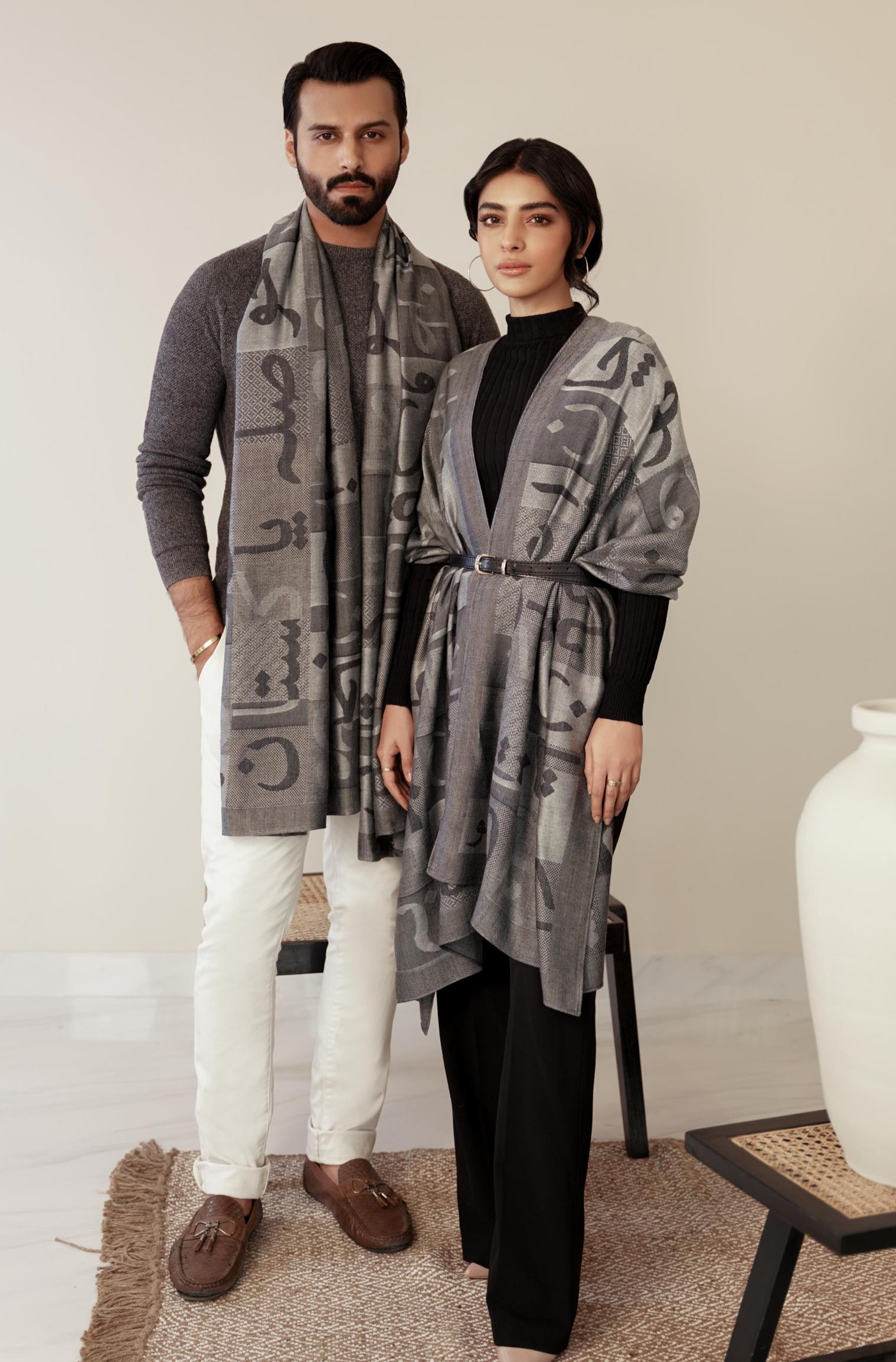 Jazba Weaved Stole - Grey - Image 11