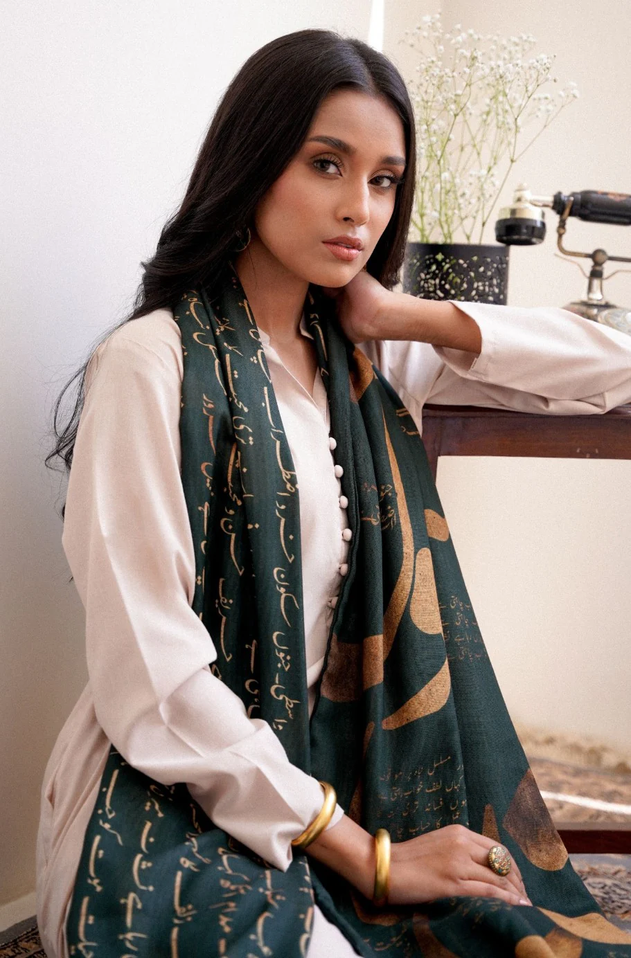 Junoon Stole - Emerald Green