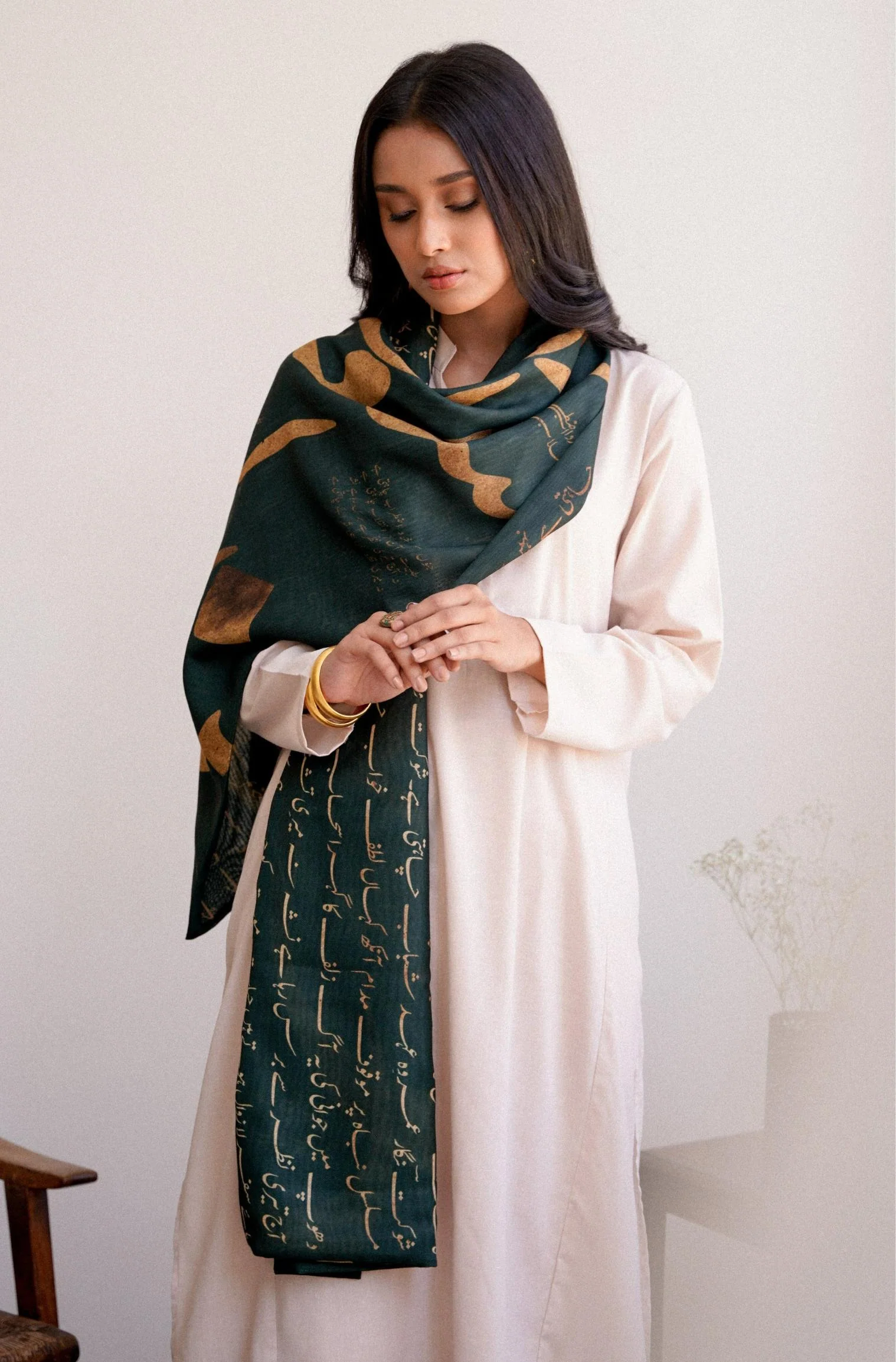 Junoon Stole - Emerald Green - Image 2