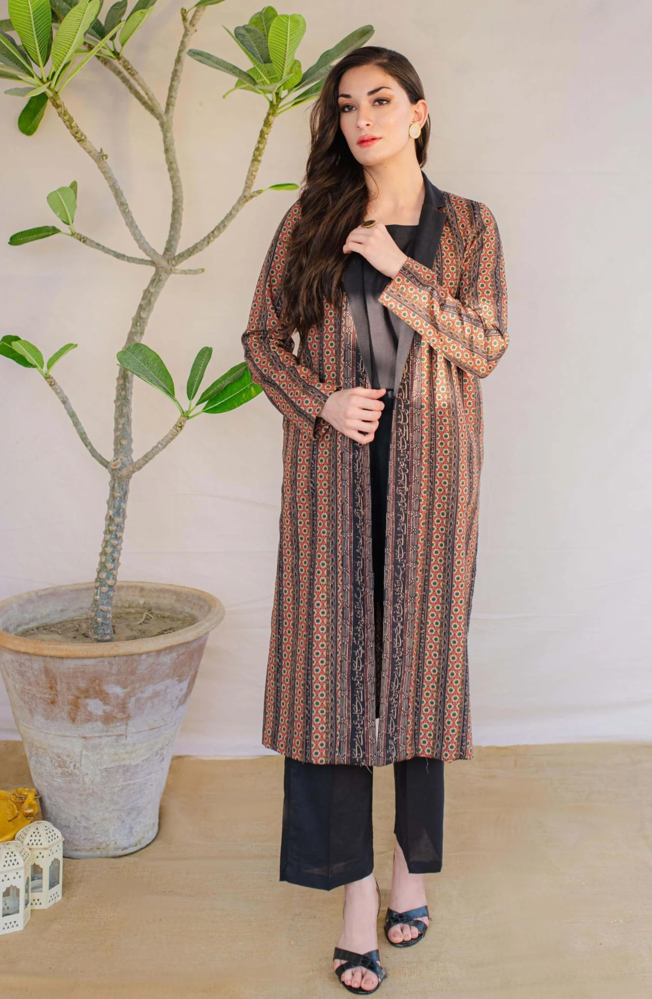 Kaavish Stripes Coat - Rustic Orange