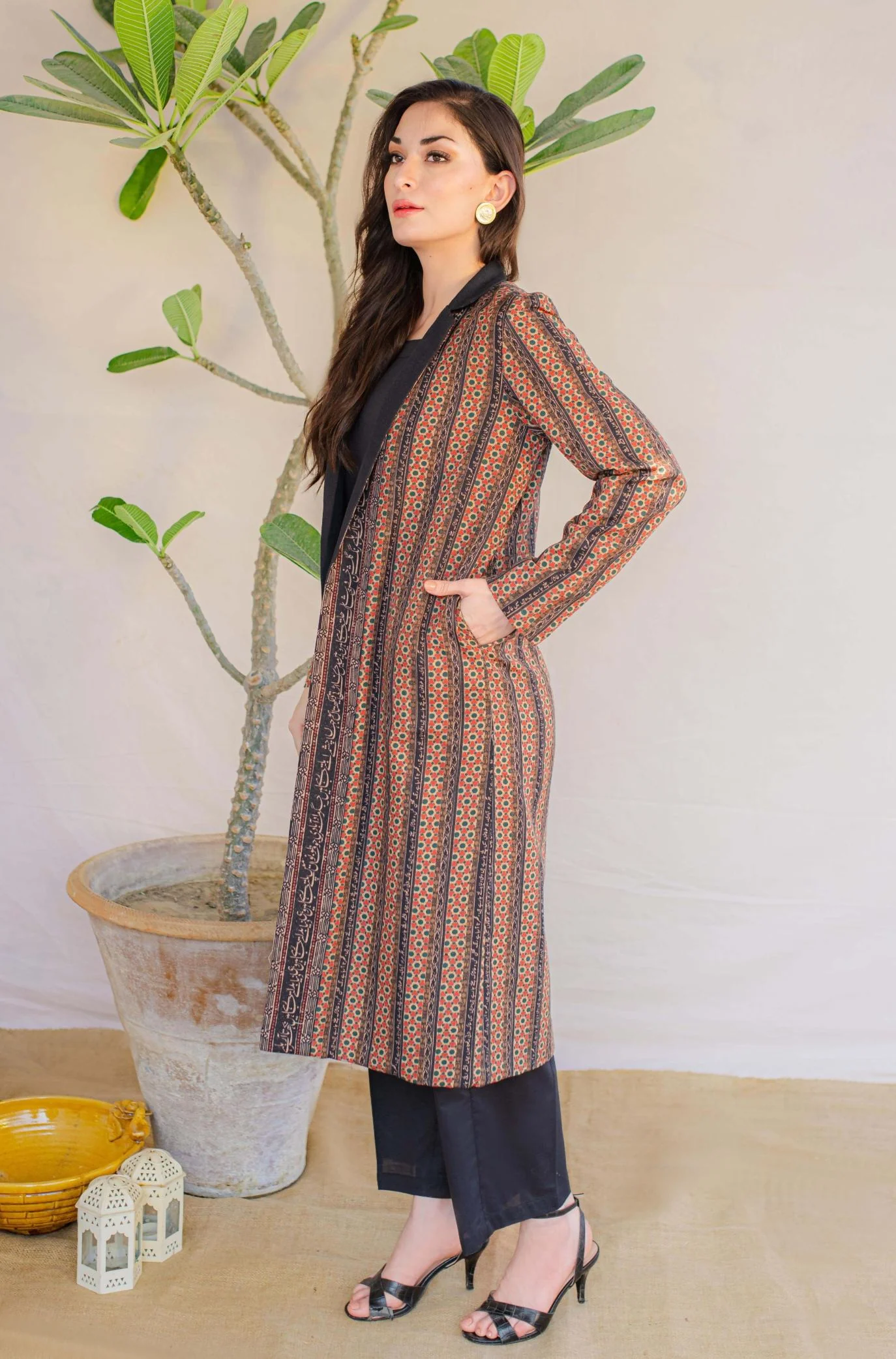 Kaavish Stripes Coat - Rustic Orange - Image 2