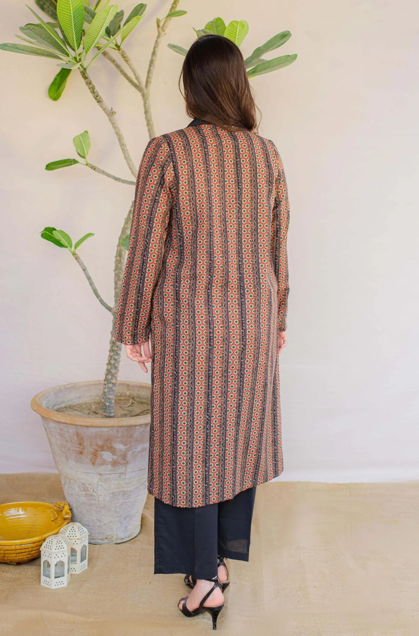 Kaavish Stripes Coat - Rustic Orange - Image 3