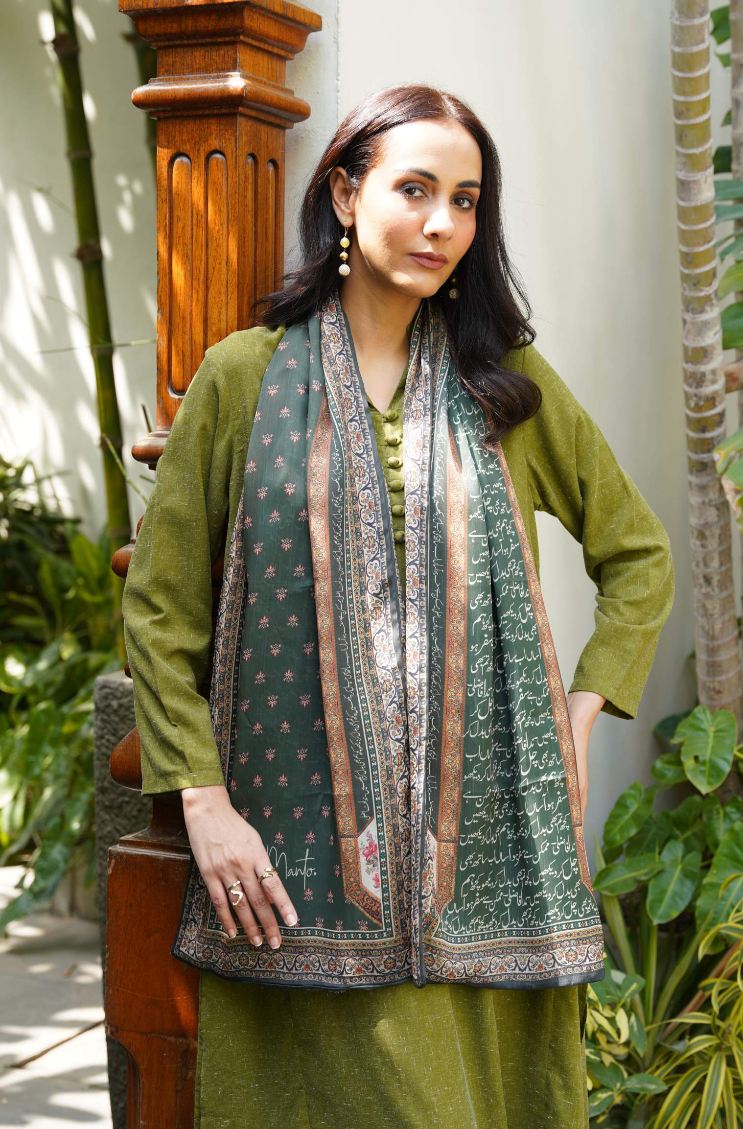 Musafir Stole - Bottle Green - Image 2