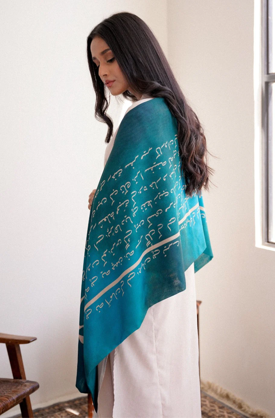 Karvaan Stole - Teal Blue - Image 3