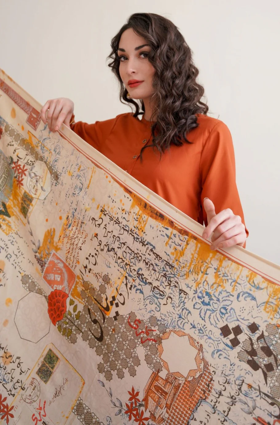 Khat-Nama Odhni - Beige - Image 5