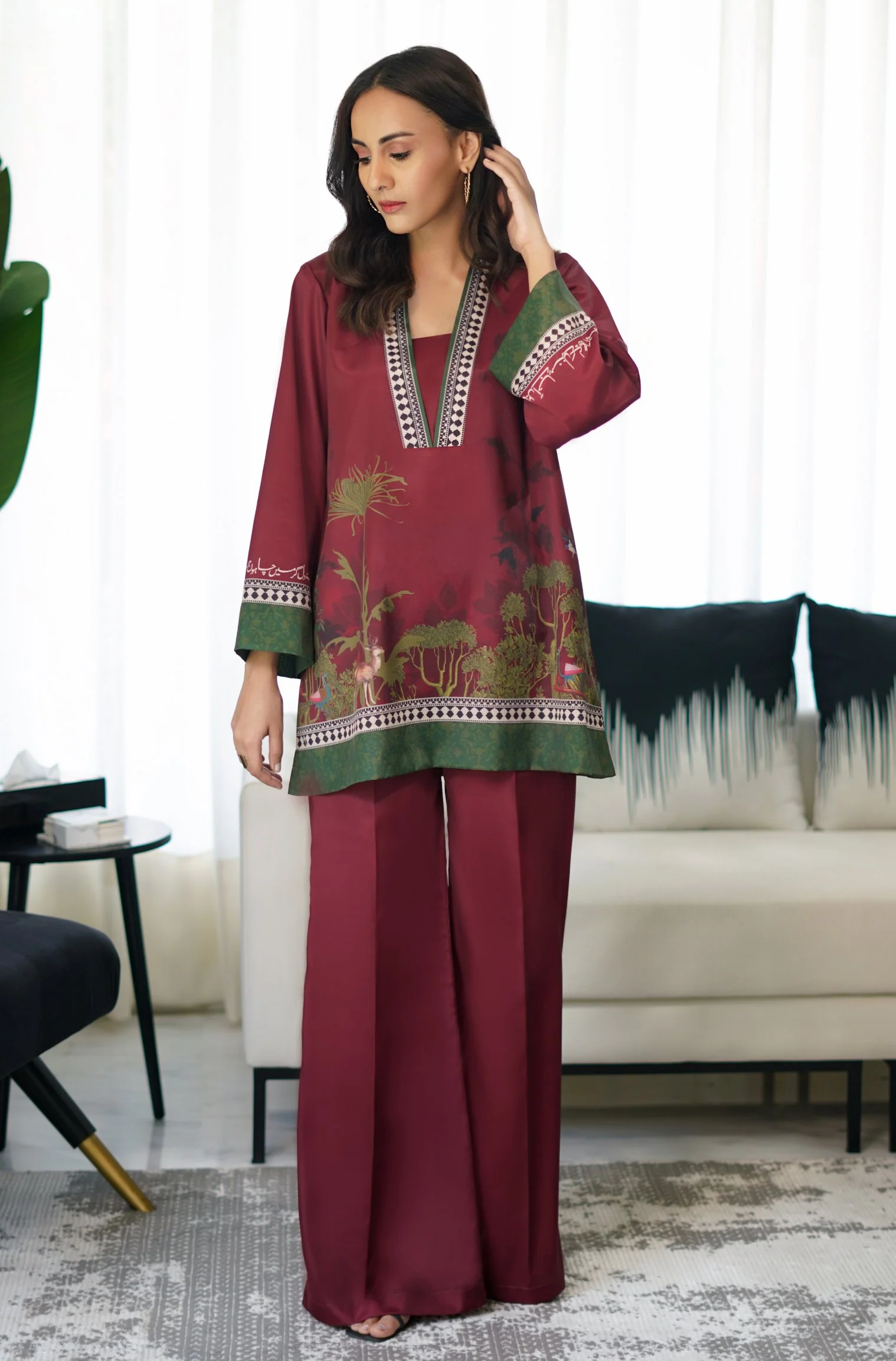 Khwahish Co-ord Set - Maroon