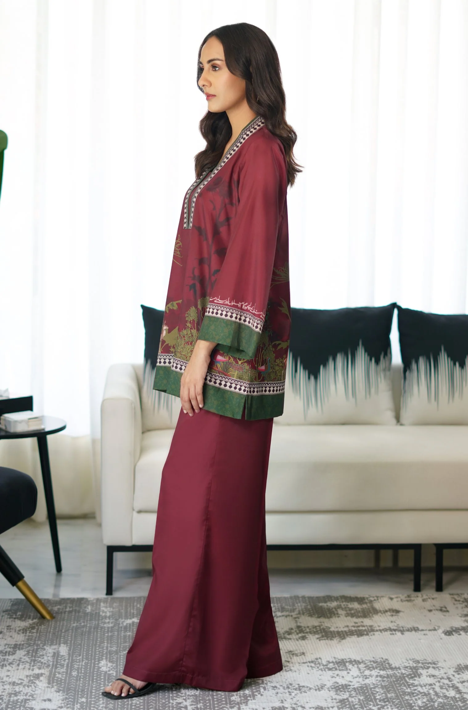 Khwahish Co-ord Set - Maroon - Image 2