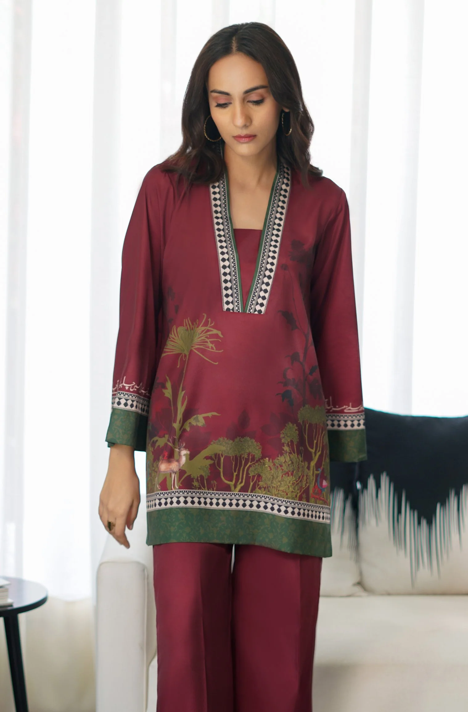 Khwahish Co-ord Set - Maroon - Image 3