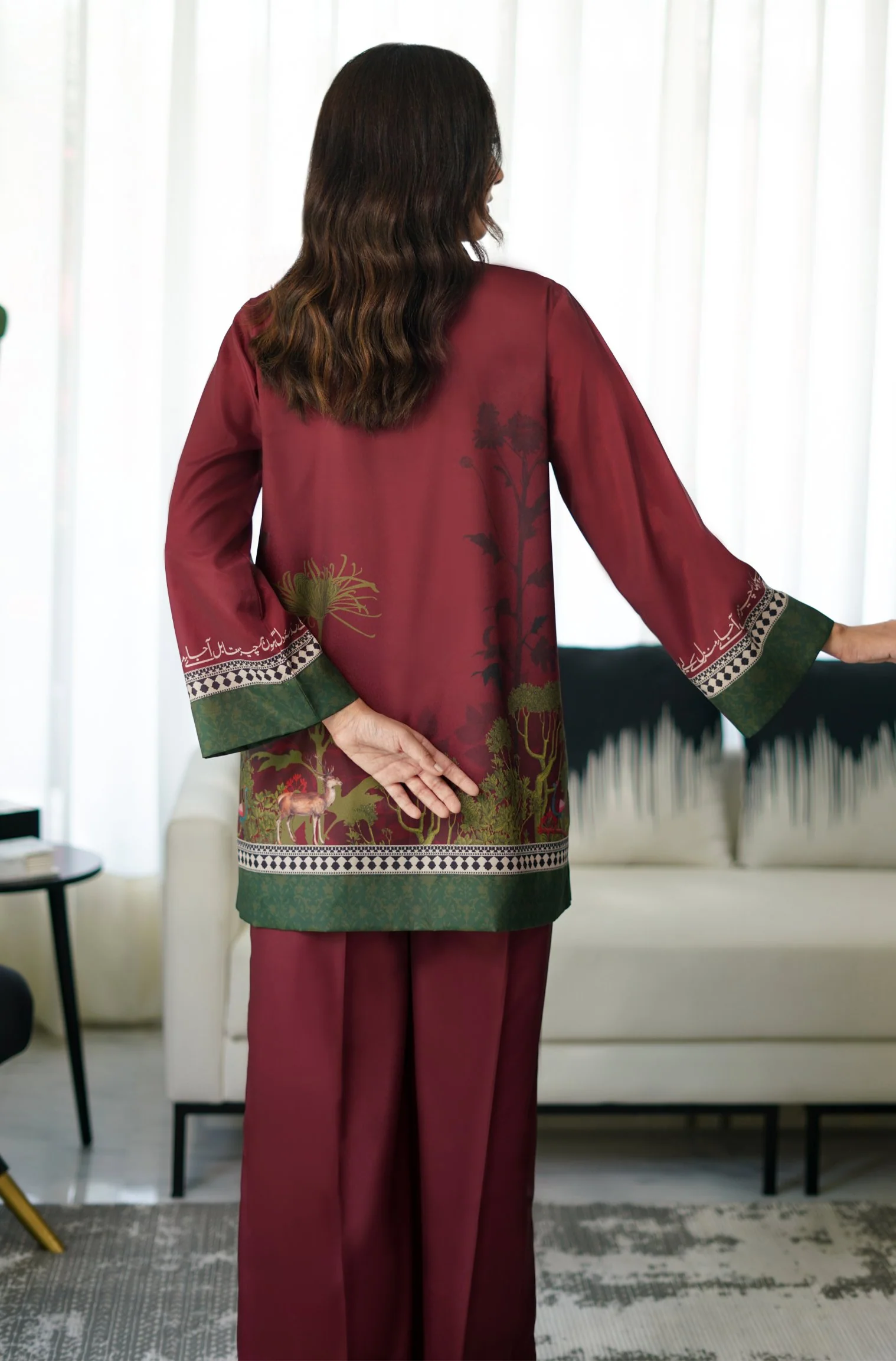 Khwahish Co-ord Set - Maroon - Image 4