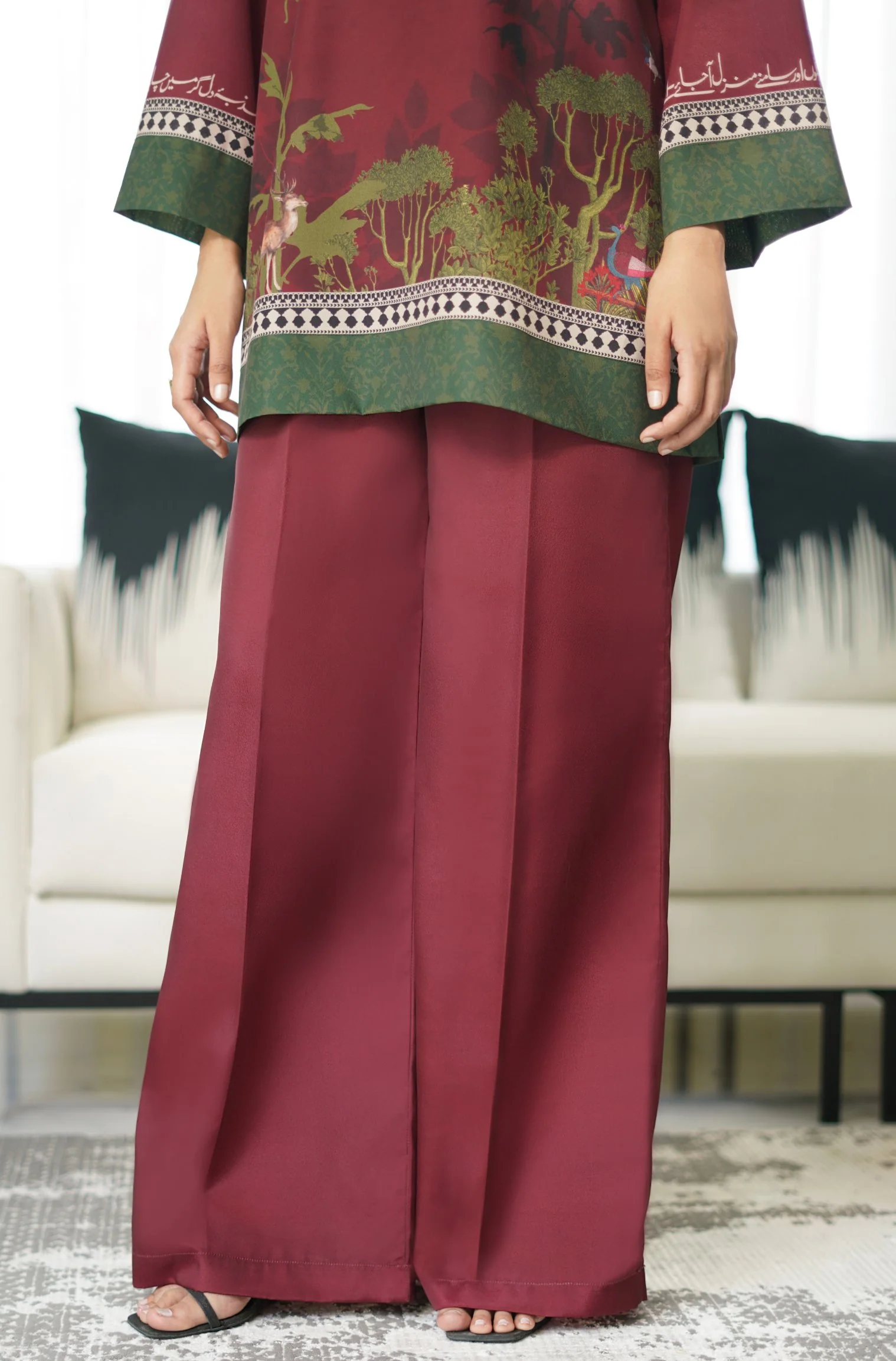 Khwahish Co-ord Set - Maroon - Image 5