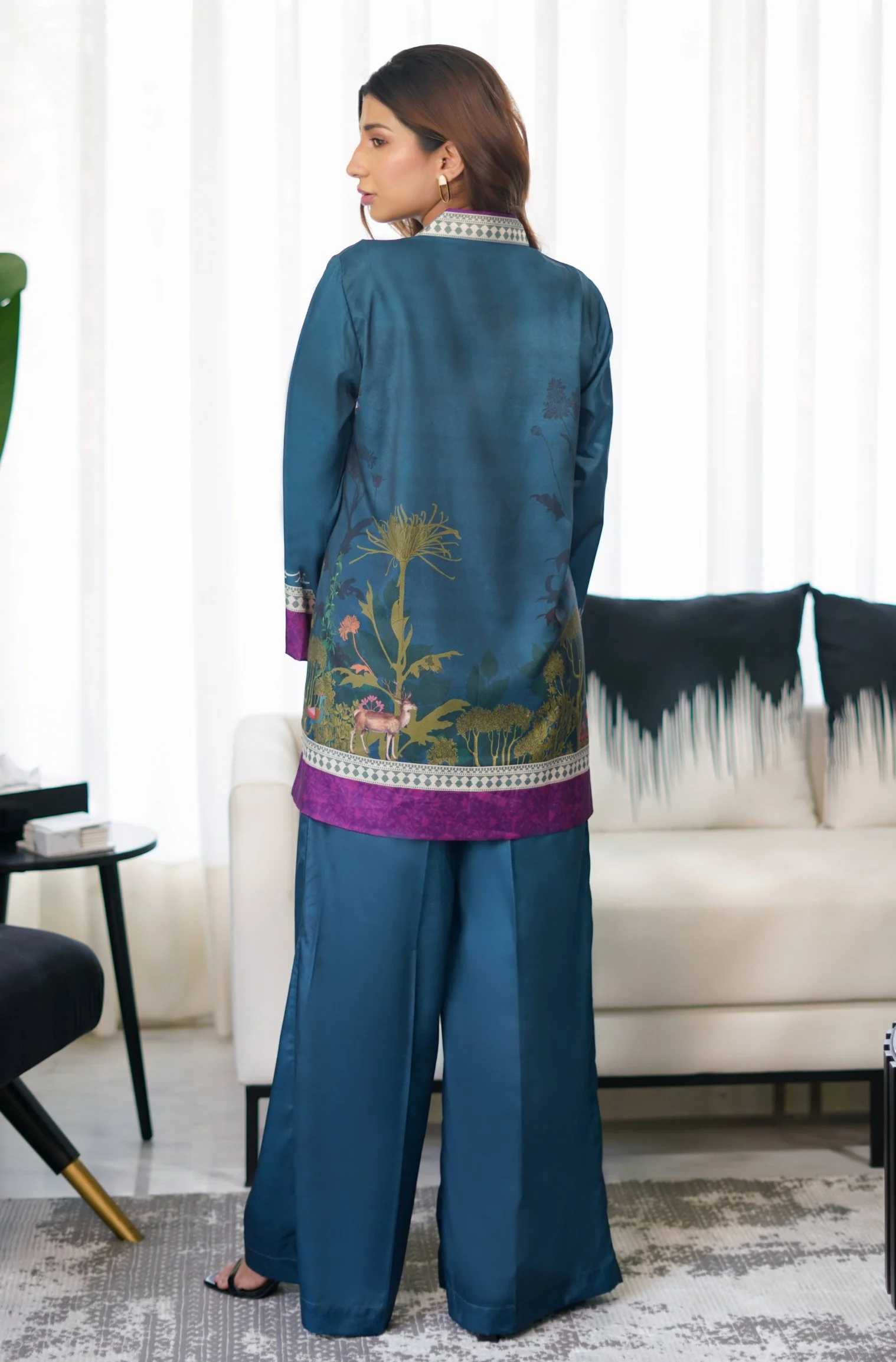 Khwahish Co-ord Set - Teal - Image 3