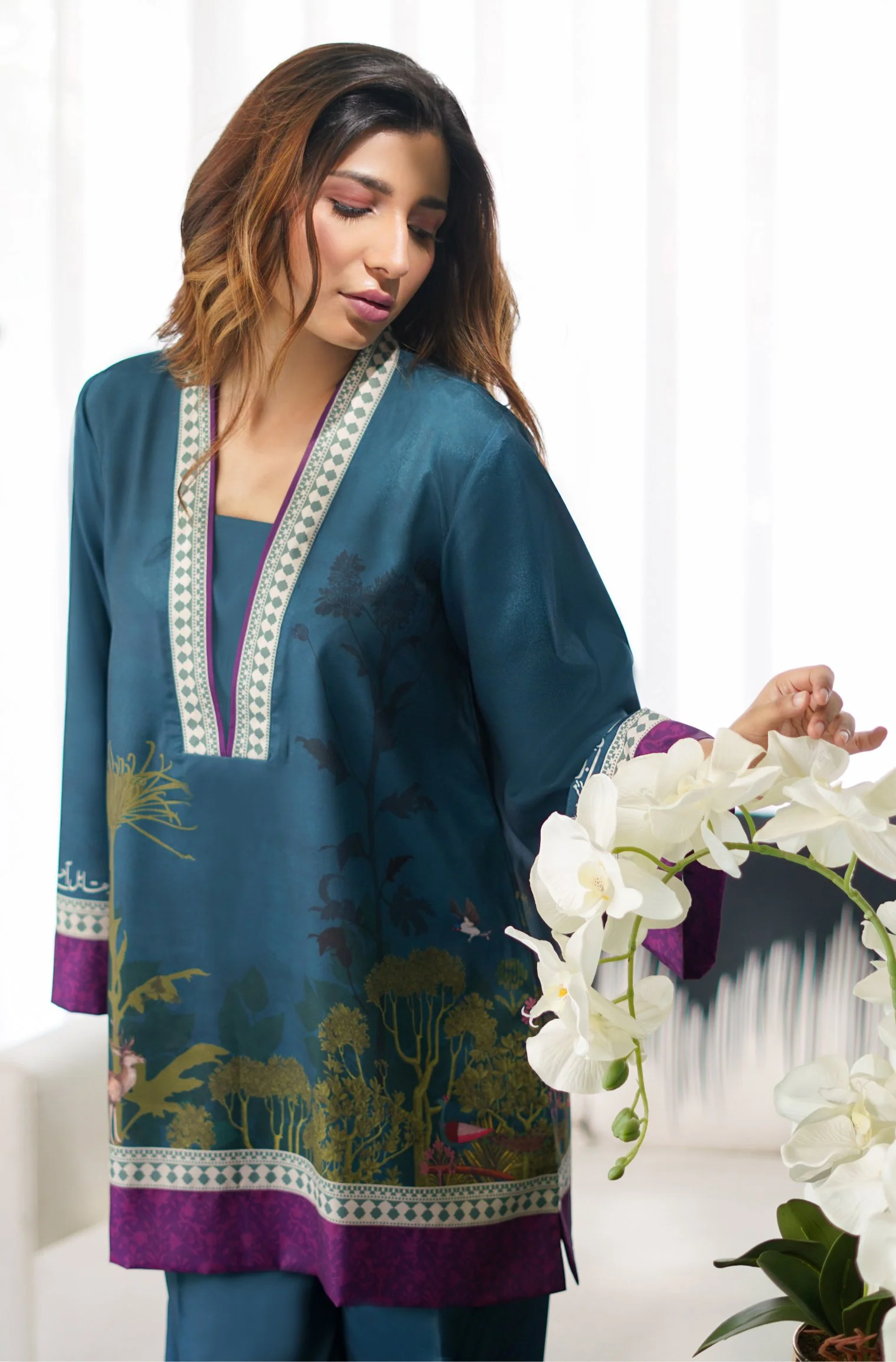 Khwahish Co-ord Set - Teal - Image 4