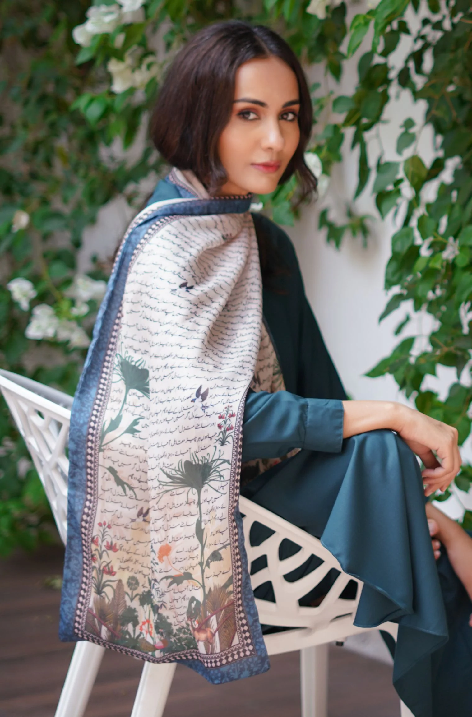 Khwahish Stole - Beige & Blue - Image 3