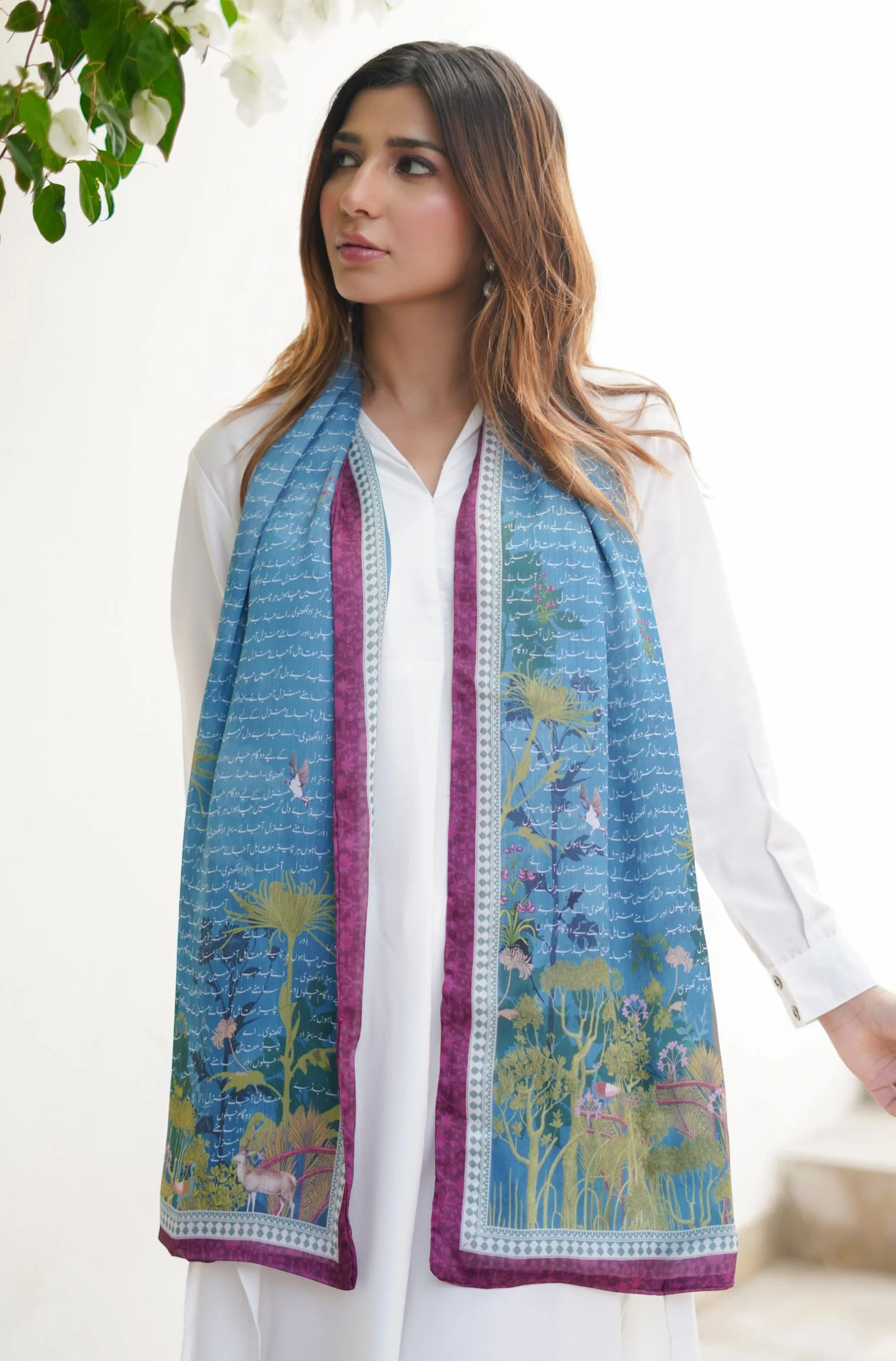 Khwahish Stole - Teal & Magenta - Image 3