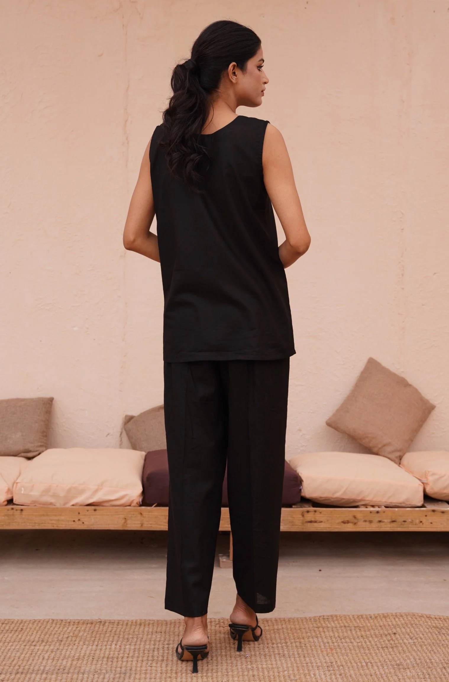 Sleeveless Co-ord Set - Black - Image 3