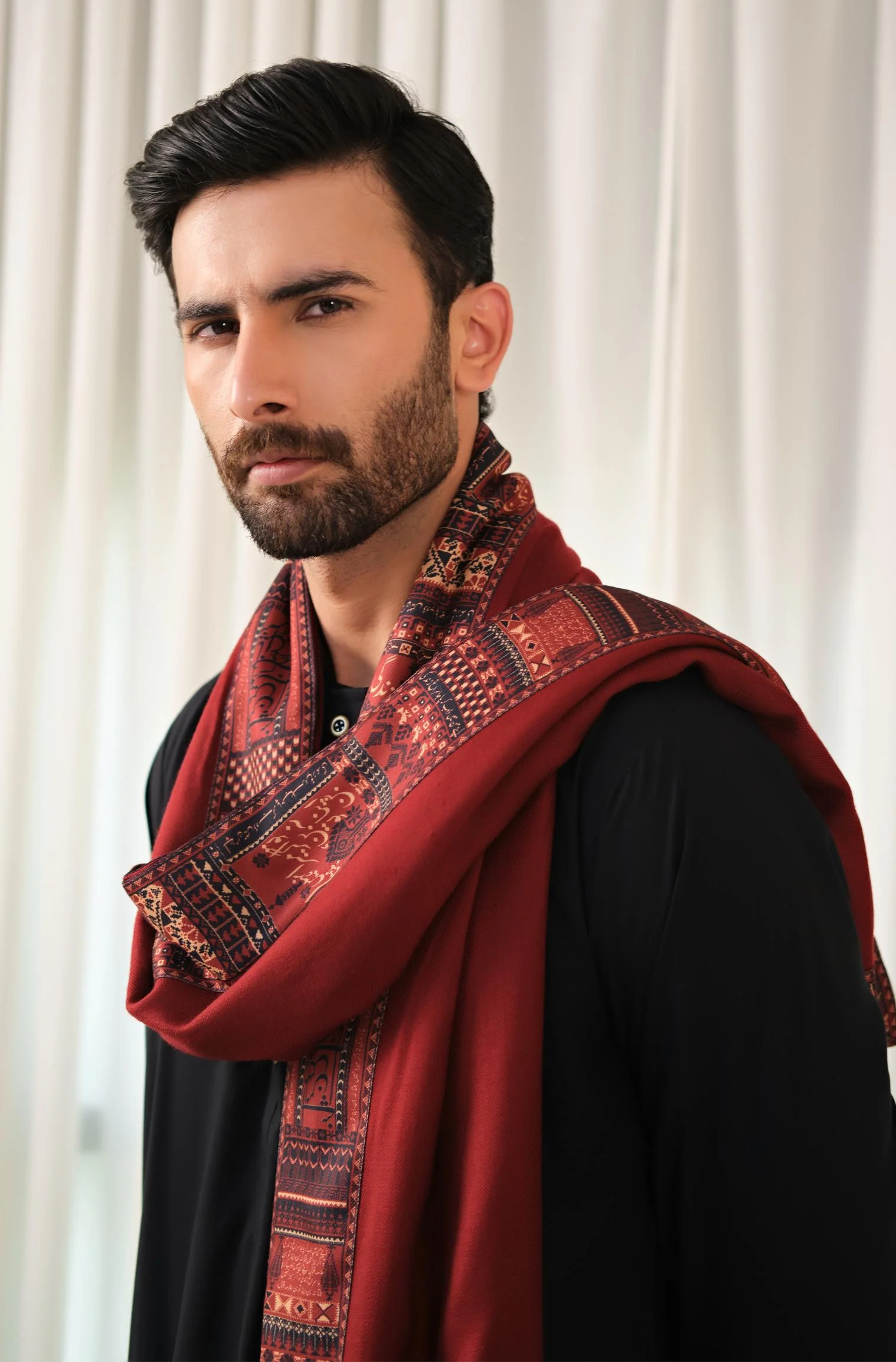 Manzil Shawl - Maroon - Image 5