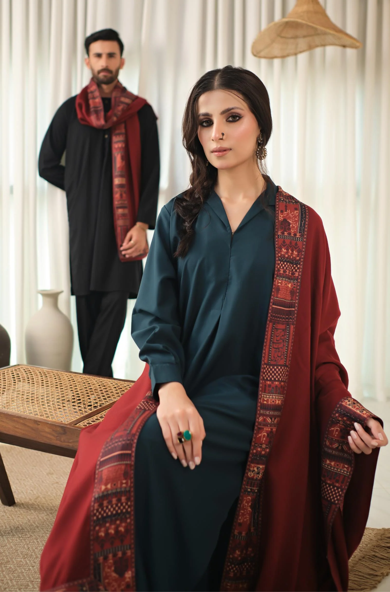 Manzil Shawl - Maroon - Image 9