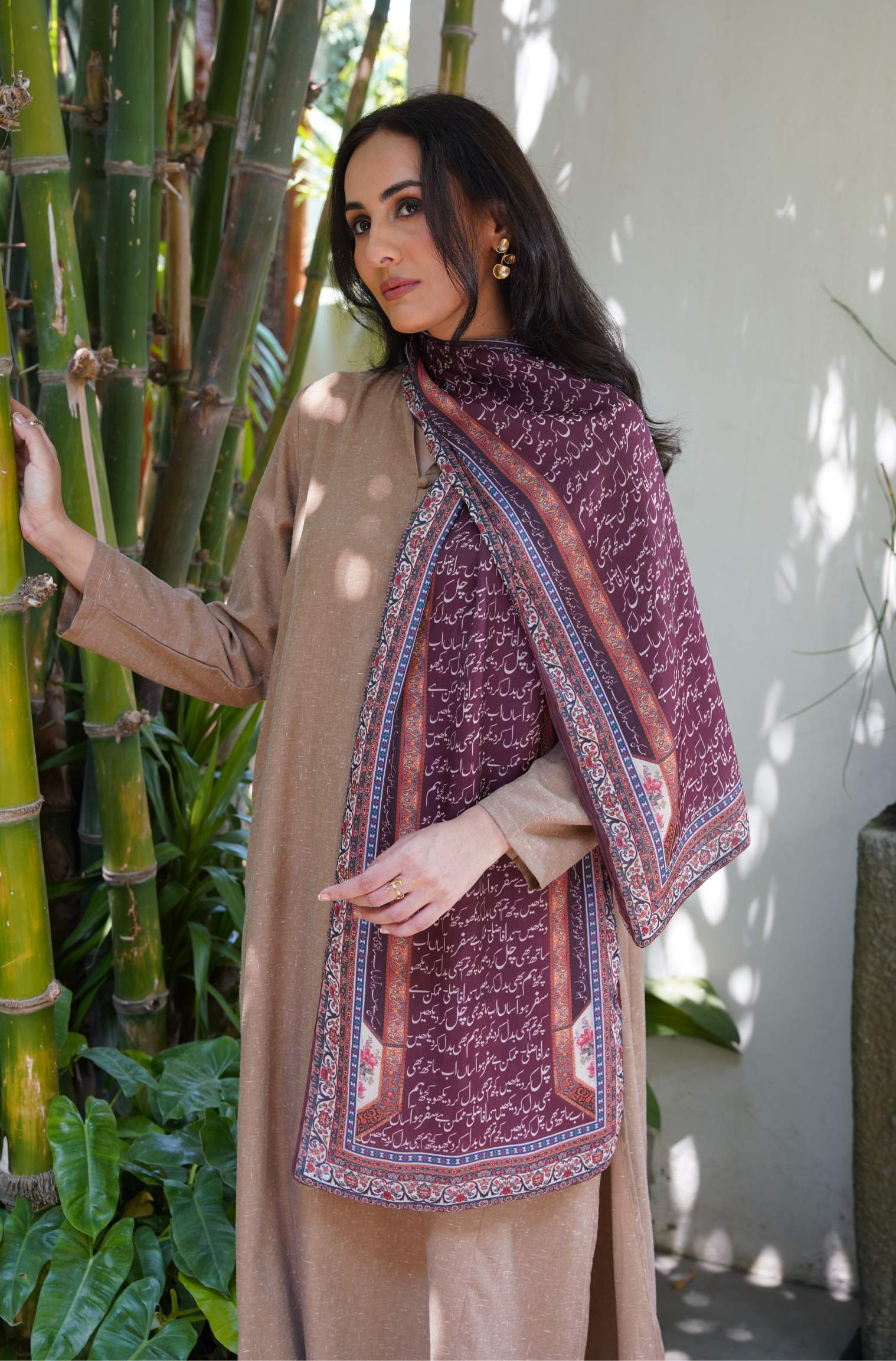 Musafir Stole - Reddish Brown - Image 3
