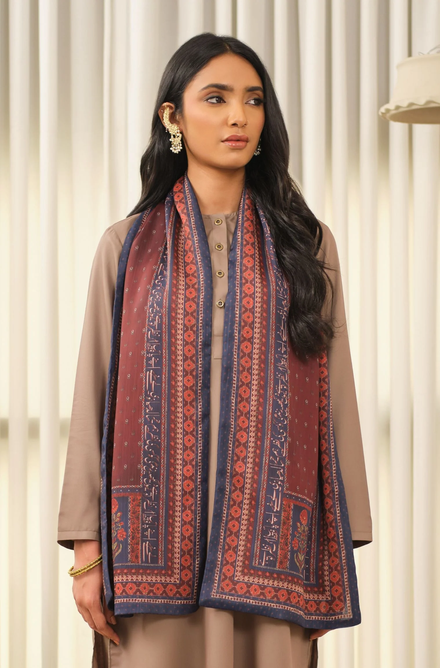 Nazar Stole - Maroon & Blue