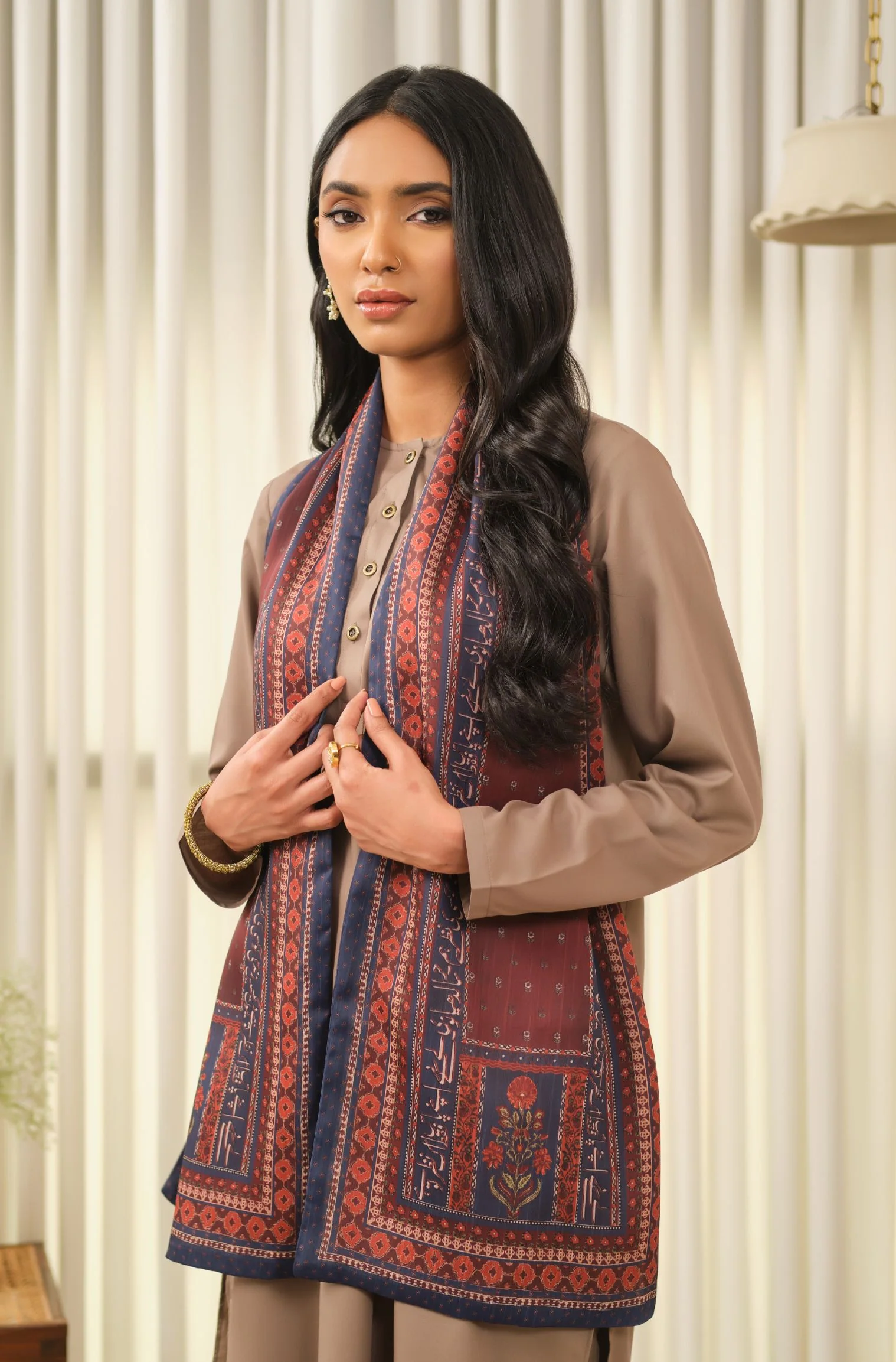 Nazar Stole - Maroon & Blue - Image 4