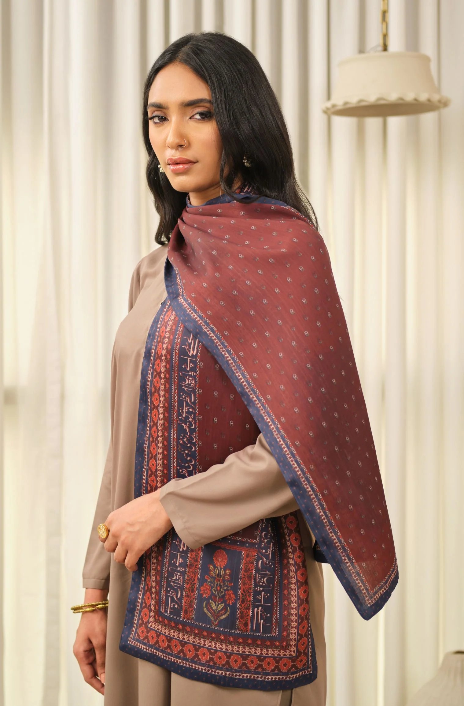 Nazar Stole - Maroon & Blue - Image 5
