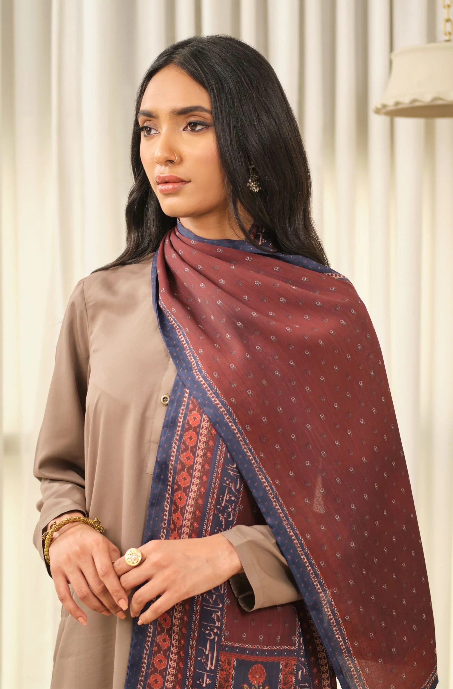 Nazar Stole - Maroon & Blue - Image 7