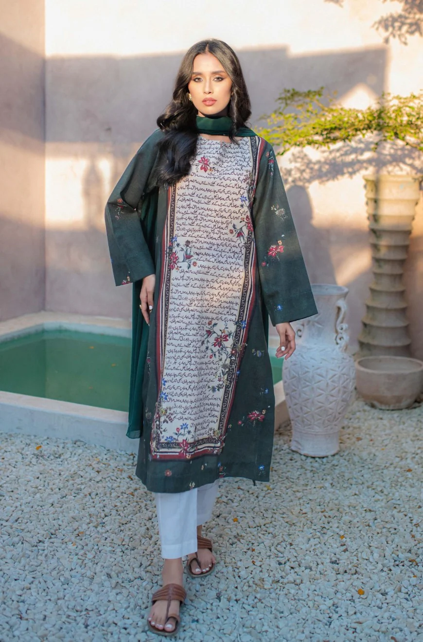 Phool Kurta - Beige & Green - Image 3