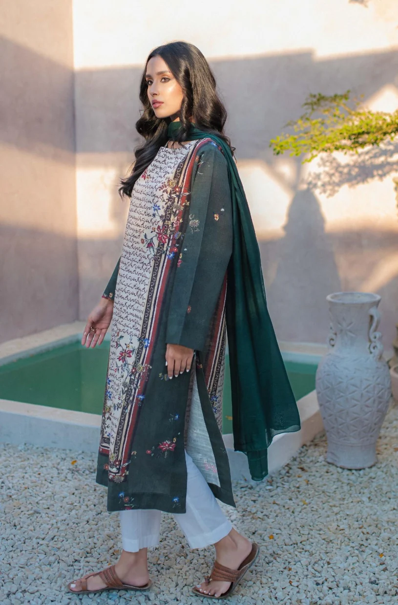 Phool Kurta - Beige & Green - Image 4