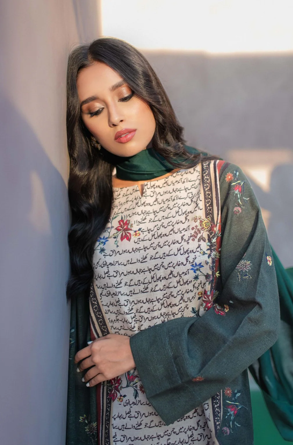 Phool Kurta - Beige & Green - Image 5