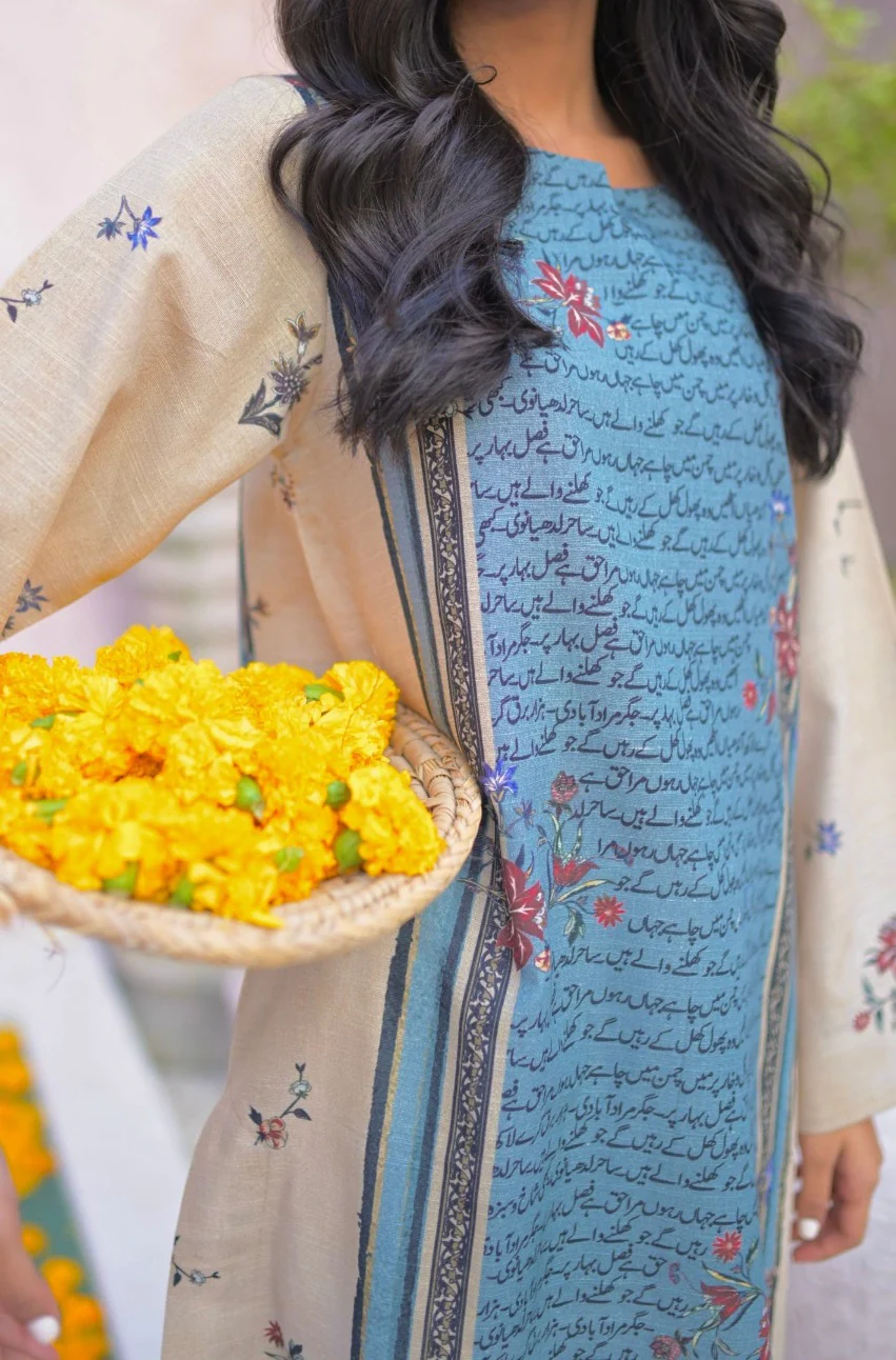 Phool Kurta - Blue & Beige - Image 5