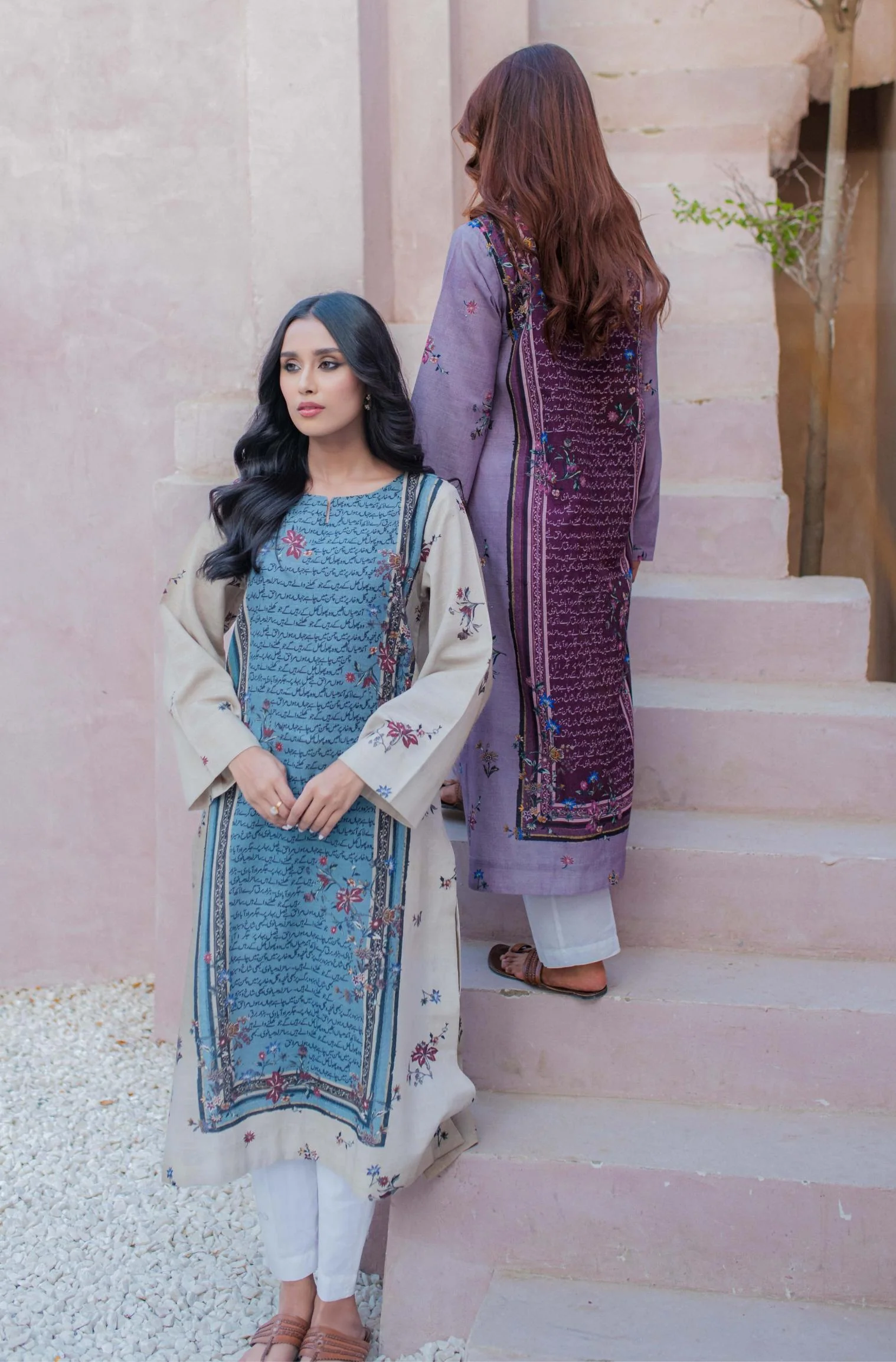 Phool Kurta - Blue & Beige - Image 7