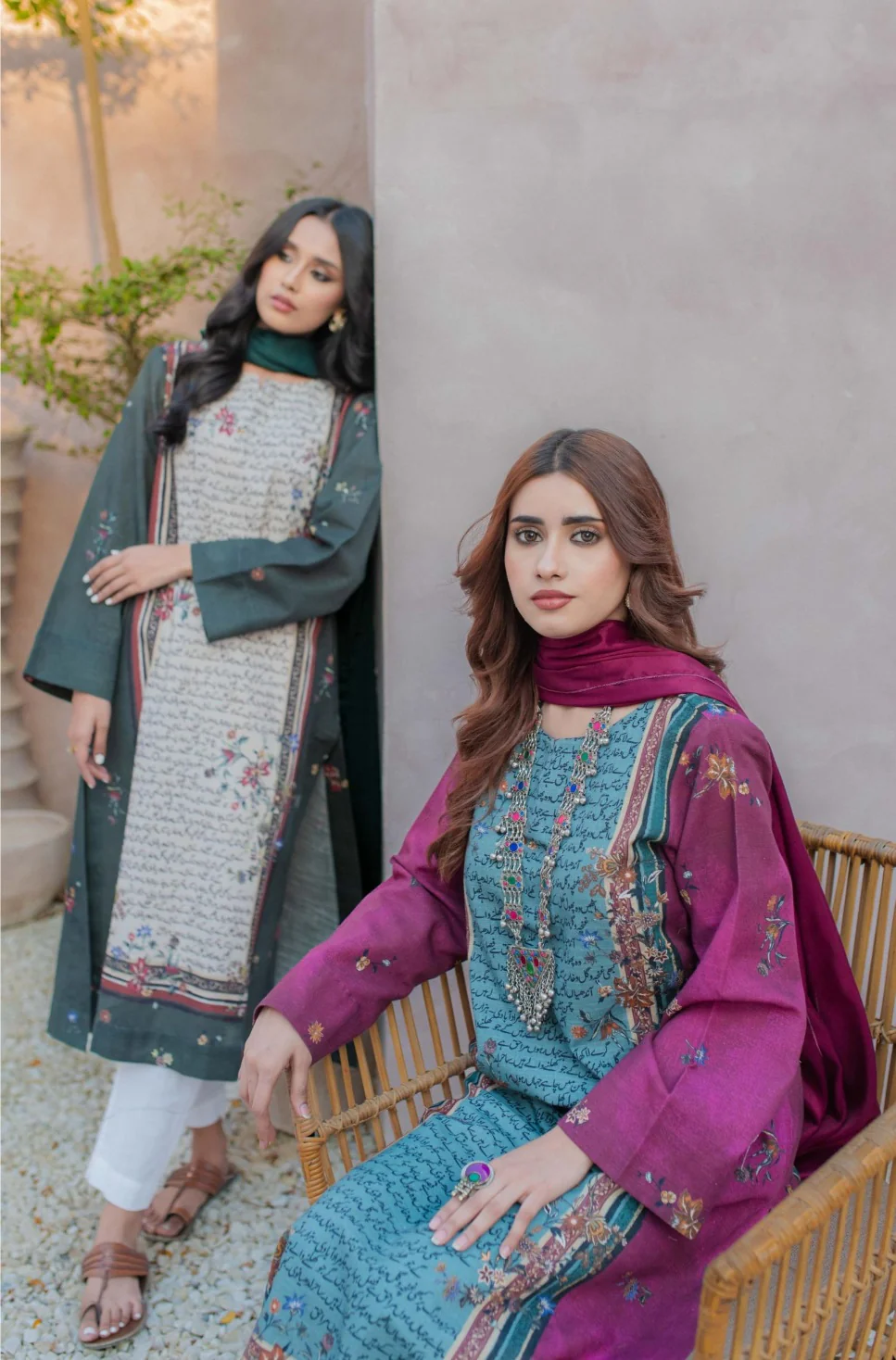 Phool Kurta - Teal & Magenta - Image 5