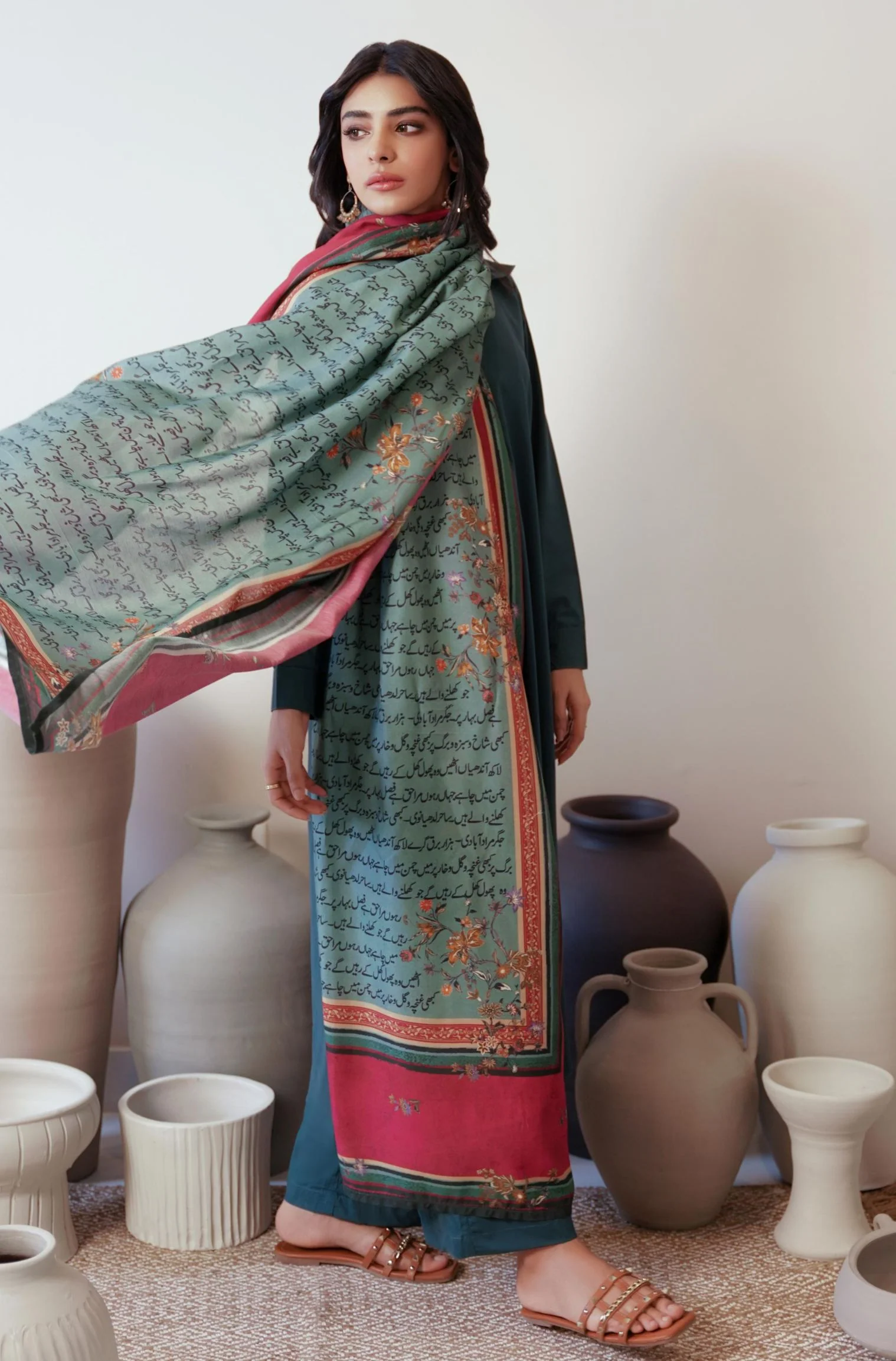 Phool Odhni - Teal & Magenta - Image 3