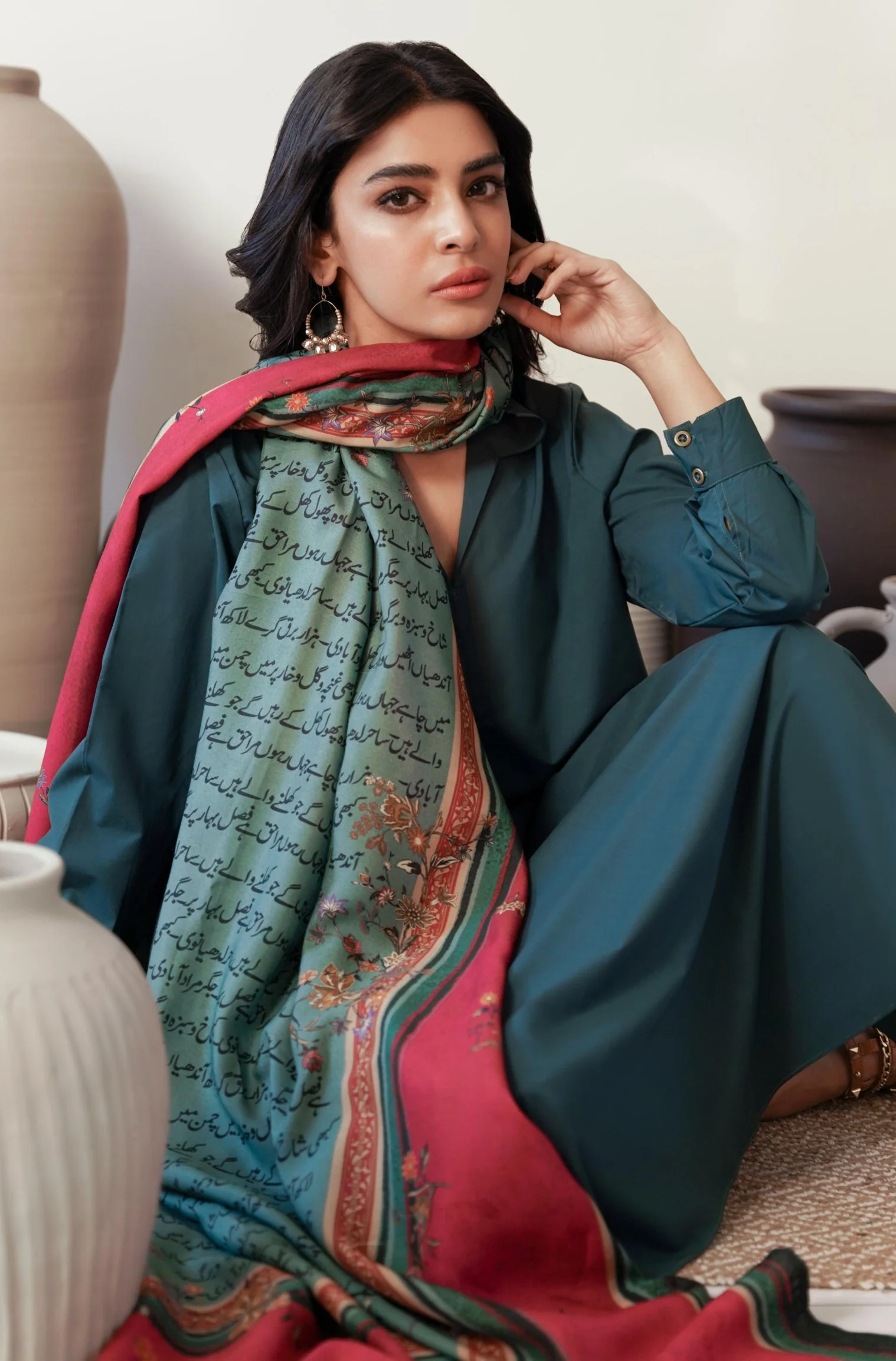 Phool Odhni - Teal & Magenta - Image 4