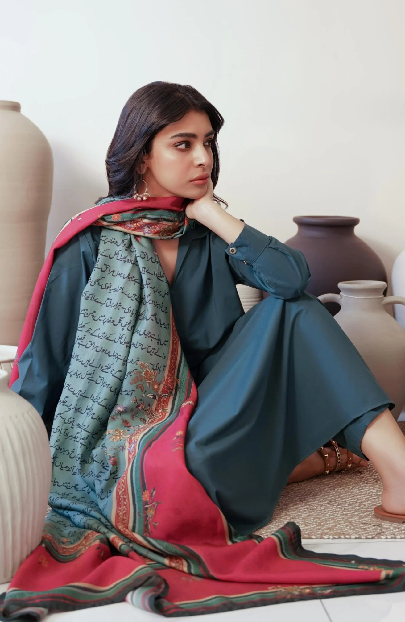 Phool Odhni - Teal & Magenta - Image 5