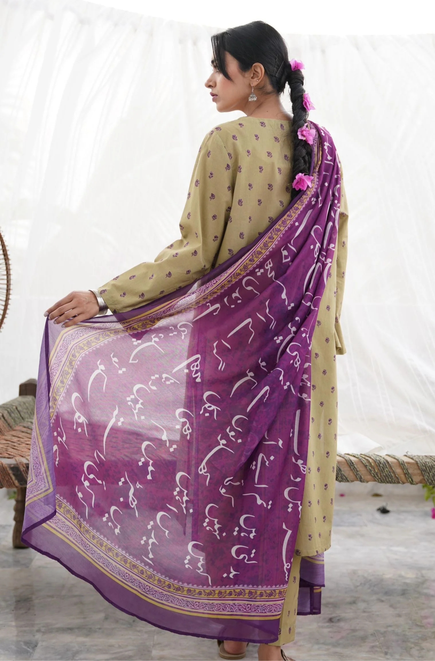 Dark Purple -  Qadr Dupatta - Image 2