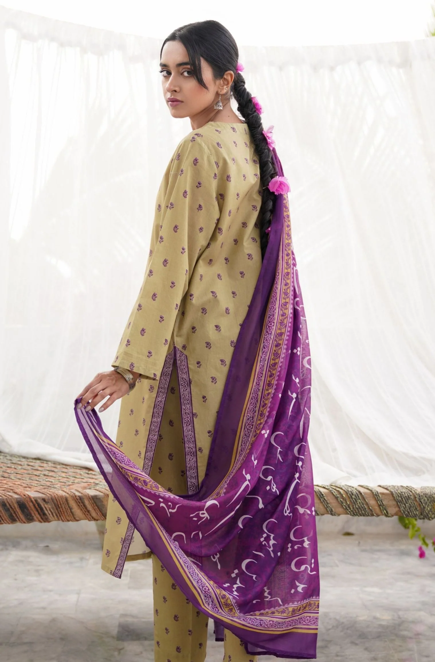 Dark Purple -  Qadr Dupatta - Image 3