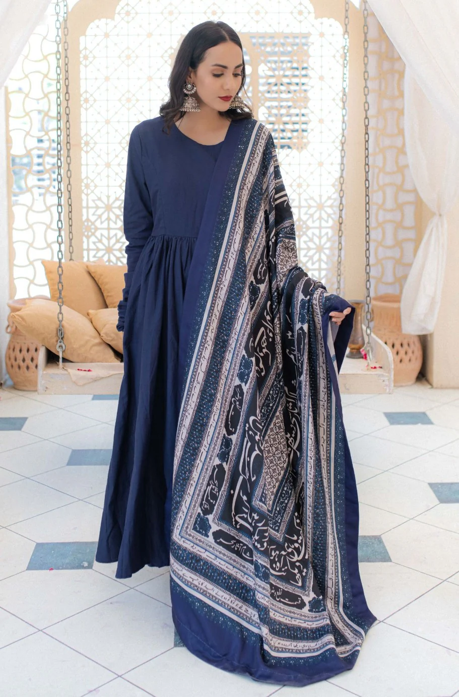 Rashk Shawl - Blue & White - Image 2