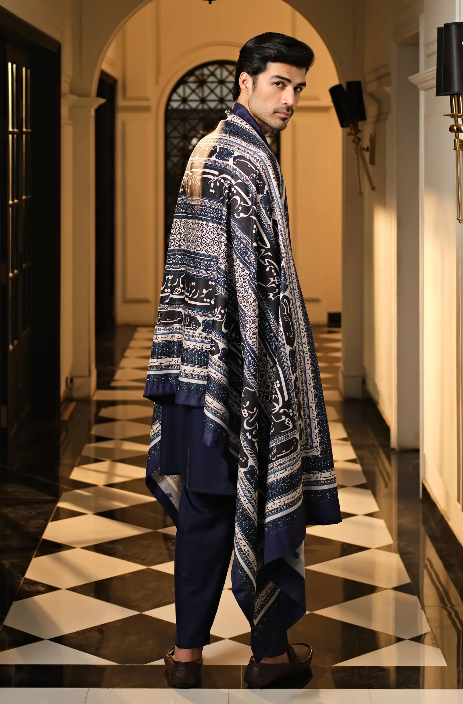 Rashk Shawl - Blue & White - Image 3