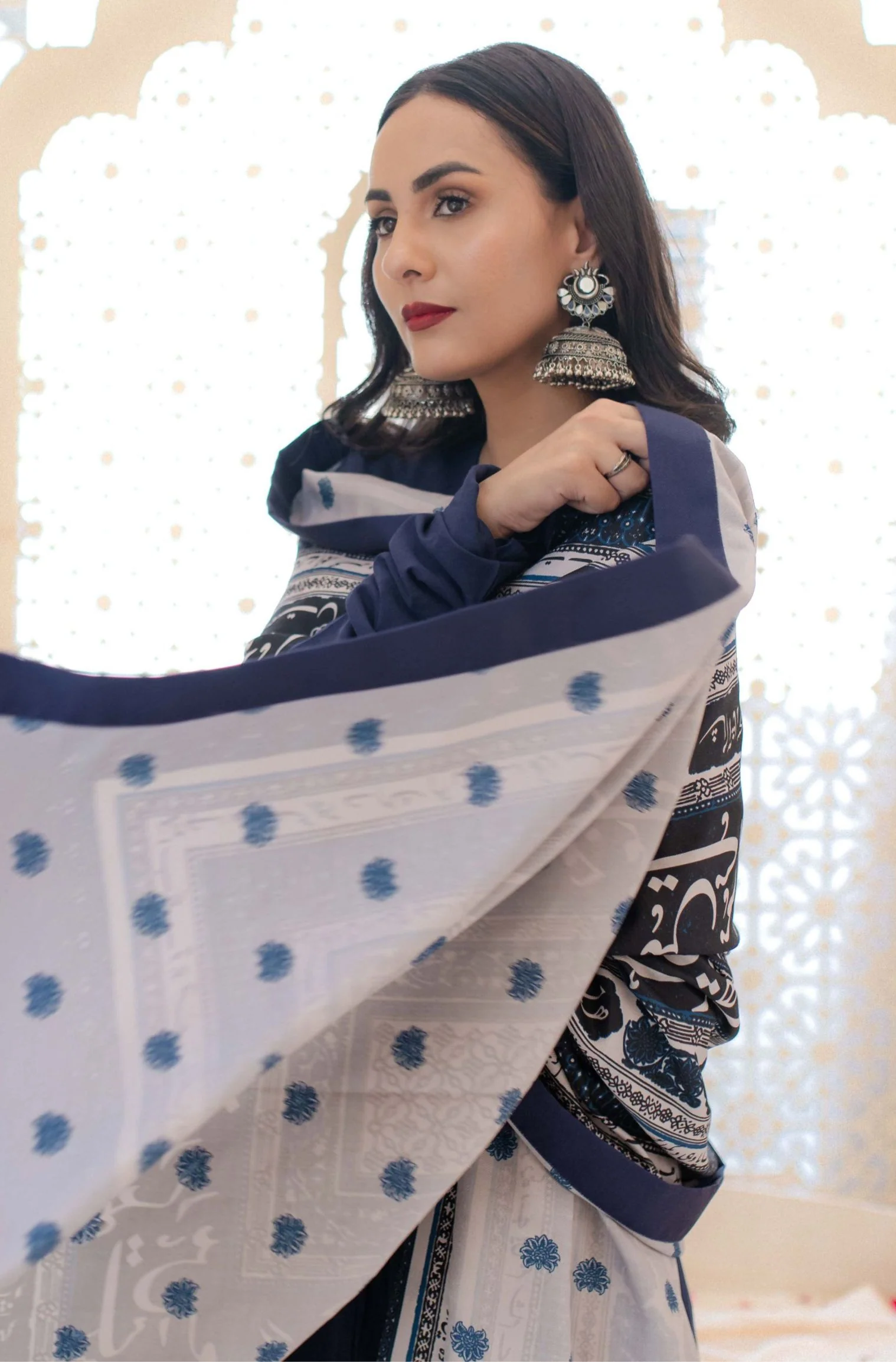 Rashk Shawl - Blue & White - Image 7