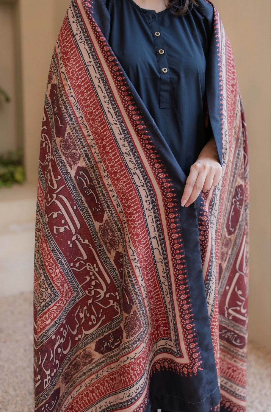 Rashk Shawl - Maroon & Tan - Image 4