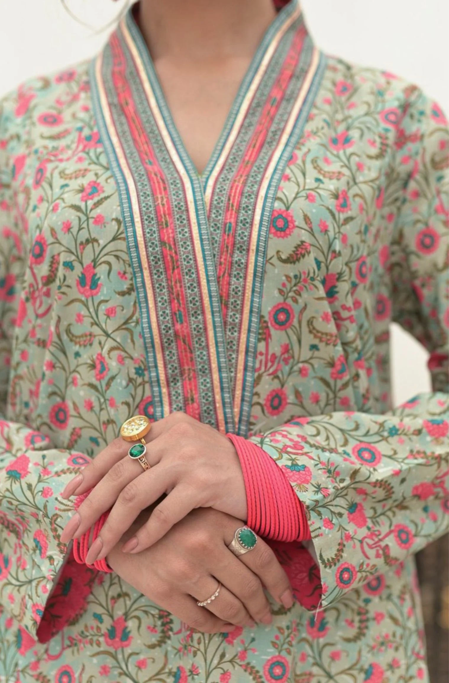 Roshni Kurta - Mint & Pink - Image 7