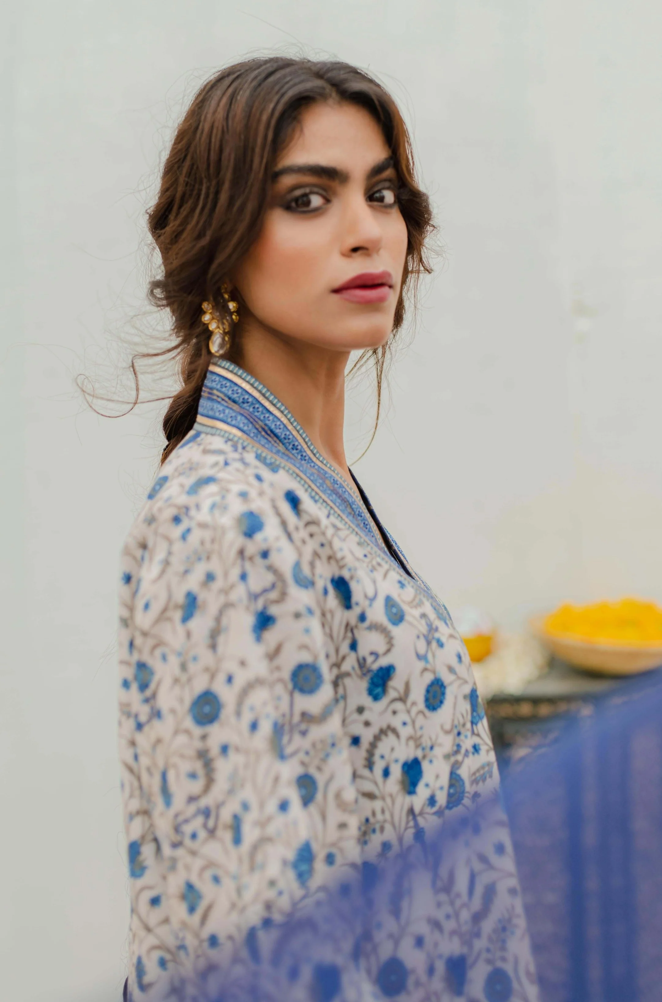 Roshni Kurta - Off White & Blue - Image 4