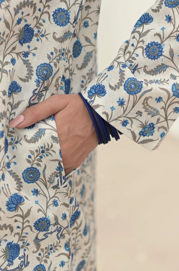 Roshni Kurta - Off White & Blue - Image 7