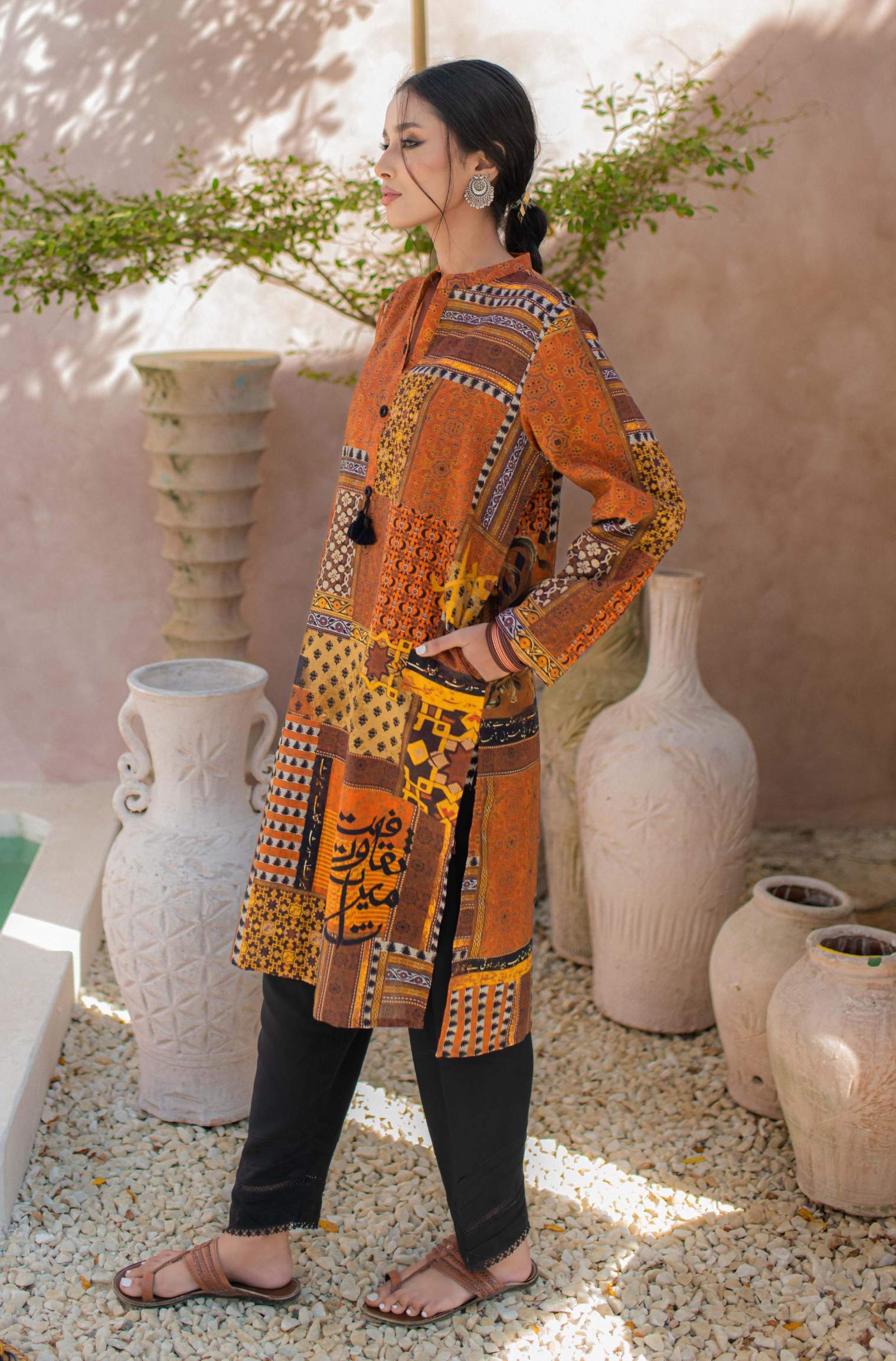 Saqafat Kurta - Rust & Orange - Image 2