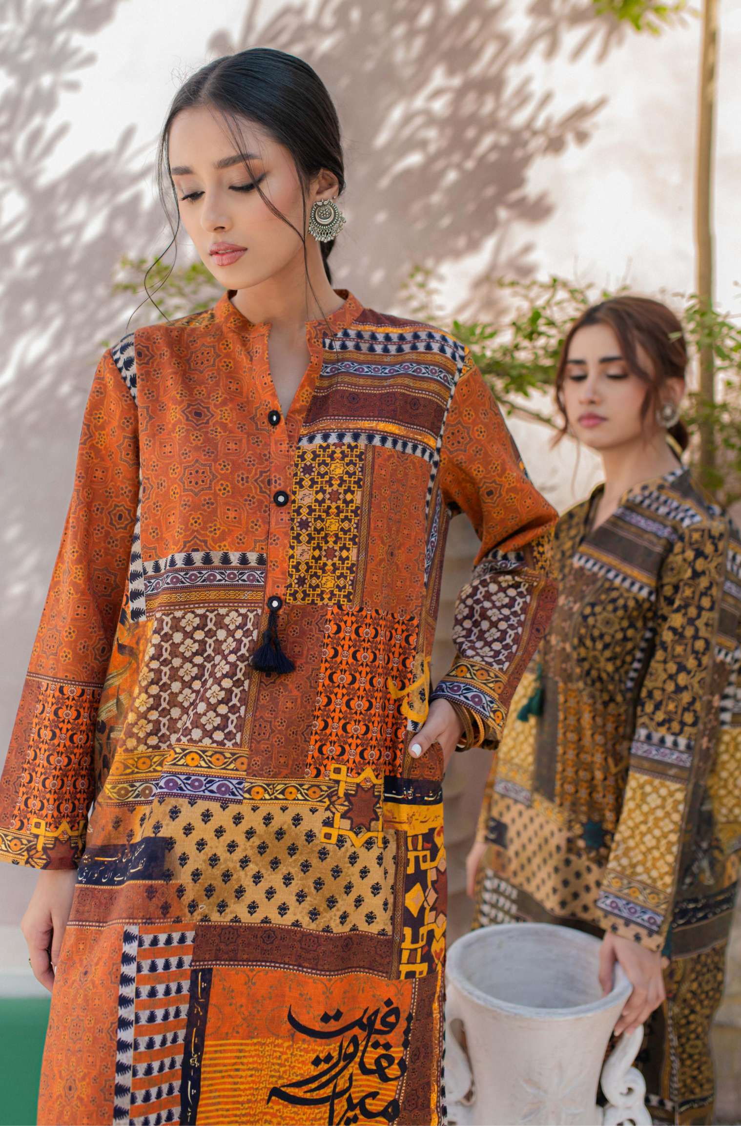 Saqafat Kurta - Rust & Orange - Image 3
