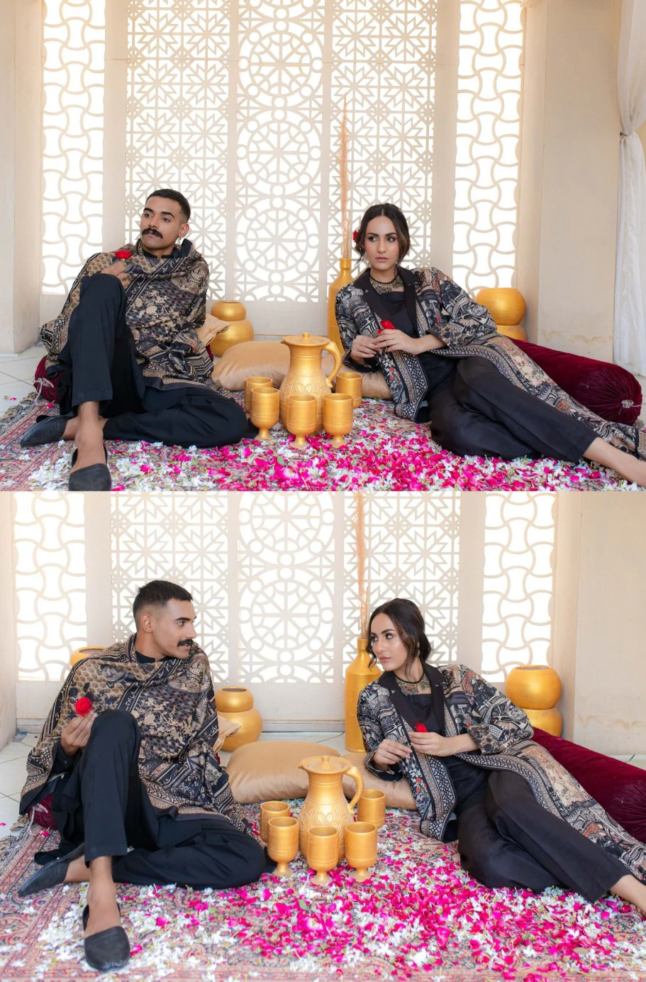 Shah Jahan Coat - Black & Beige - Image 8