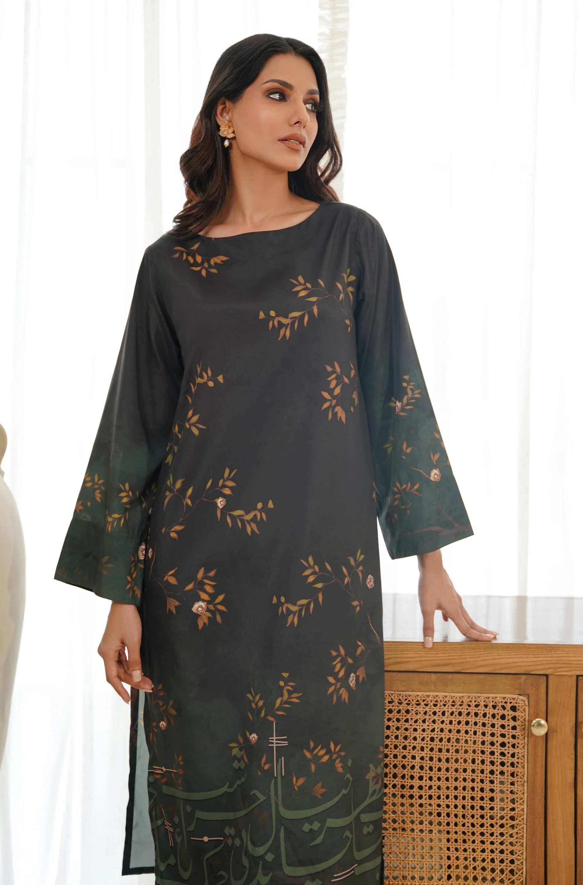 Shajar Co-ord Set - Black & Green - Image 2