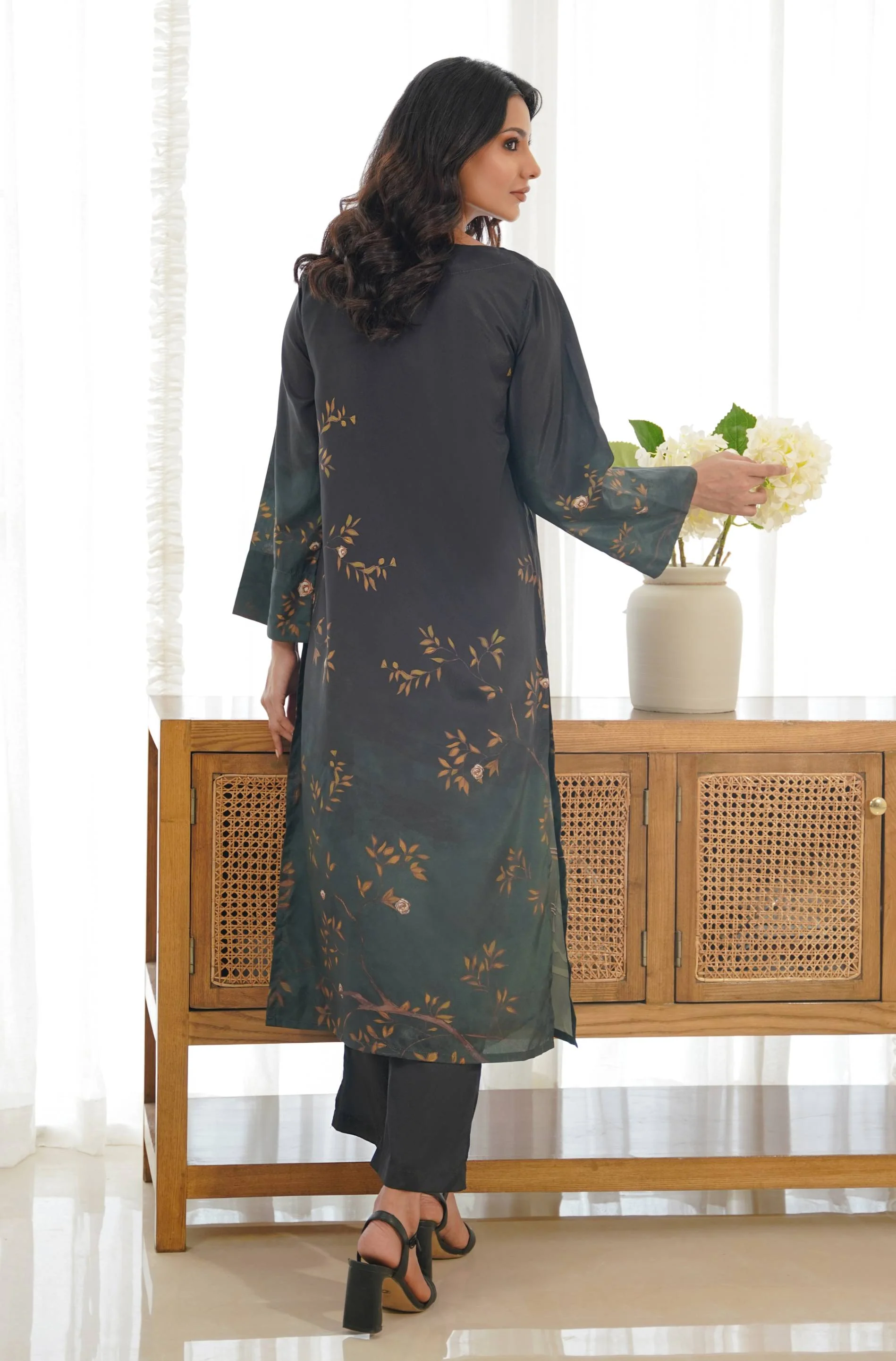 Shajar Co-ord Set - Black & Green - Image 3